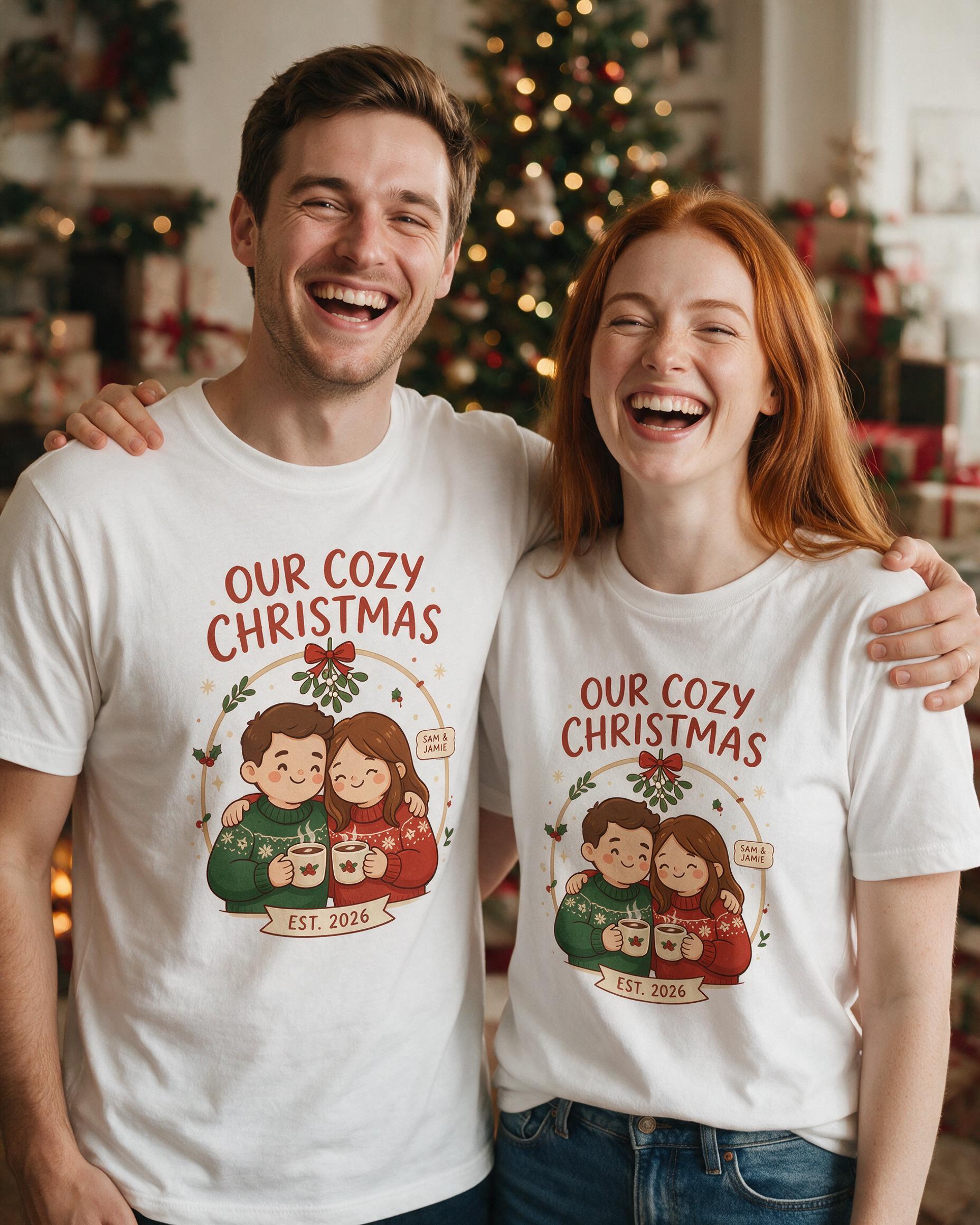 Our Cozy Christmas Couple Personalized Shirt — White