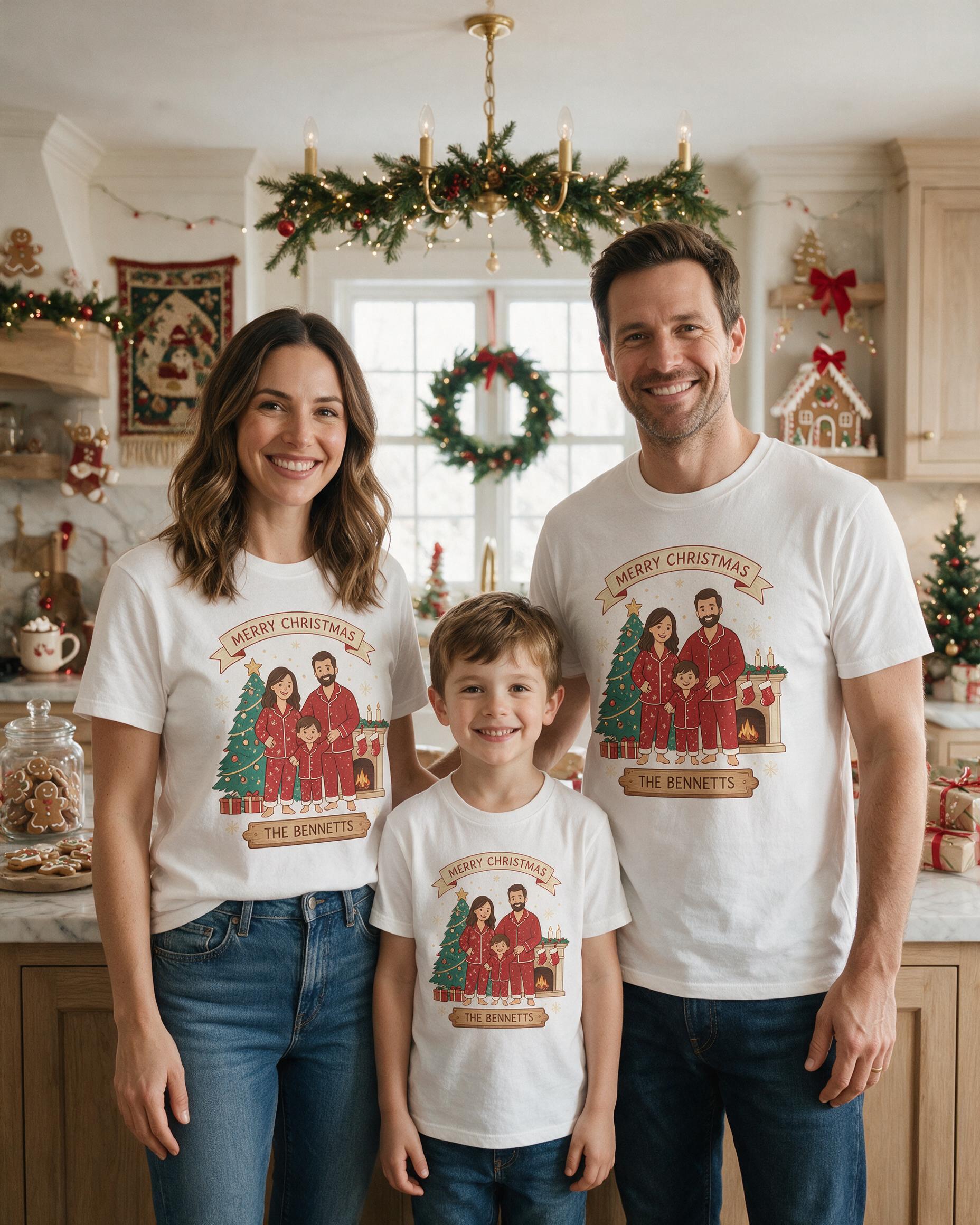 Matching Family Christmas Crew Personalized Shirt — White