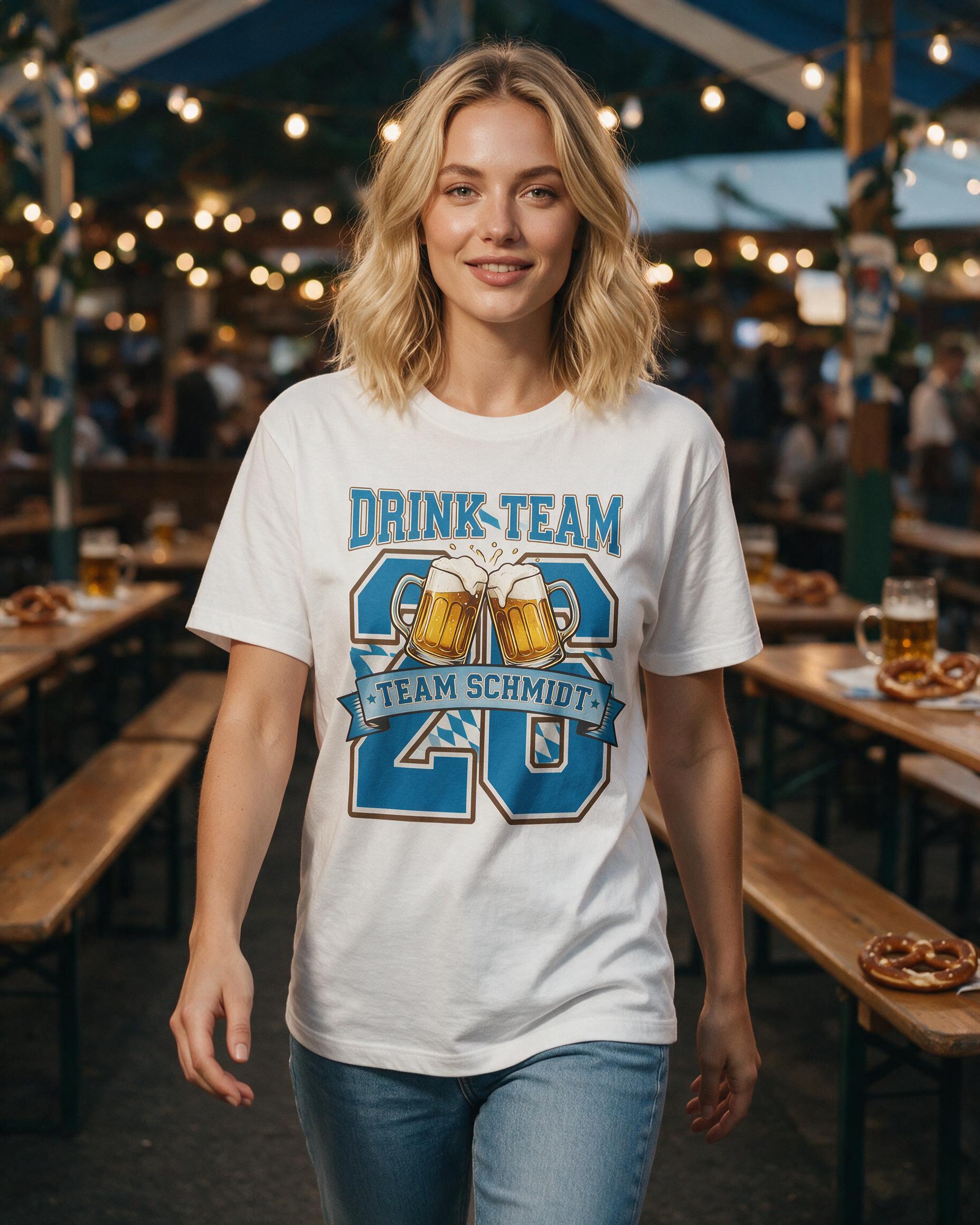 Drink Team Oktoberfest Personalized Shirt — White