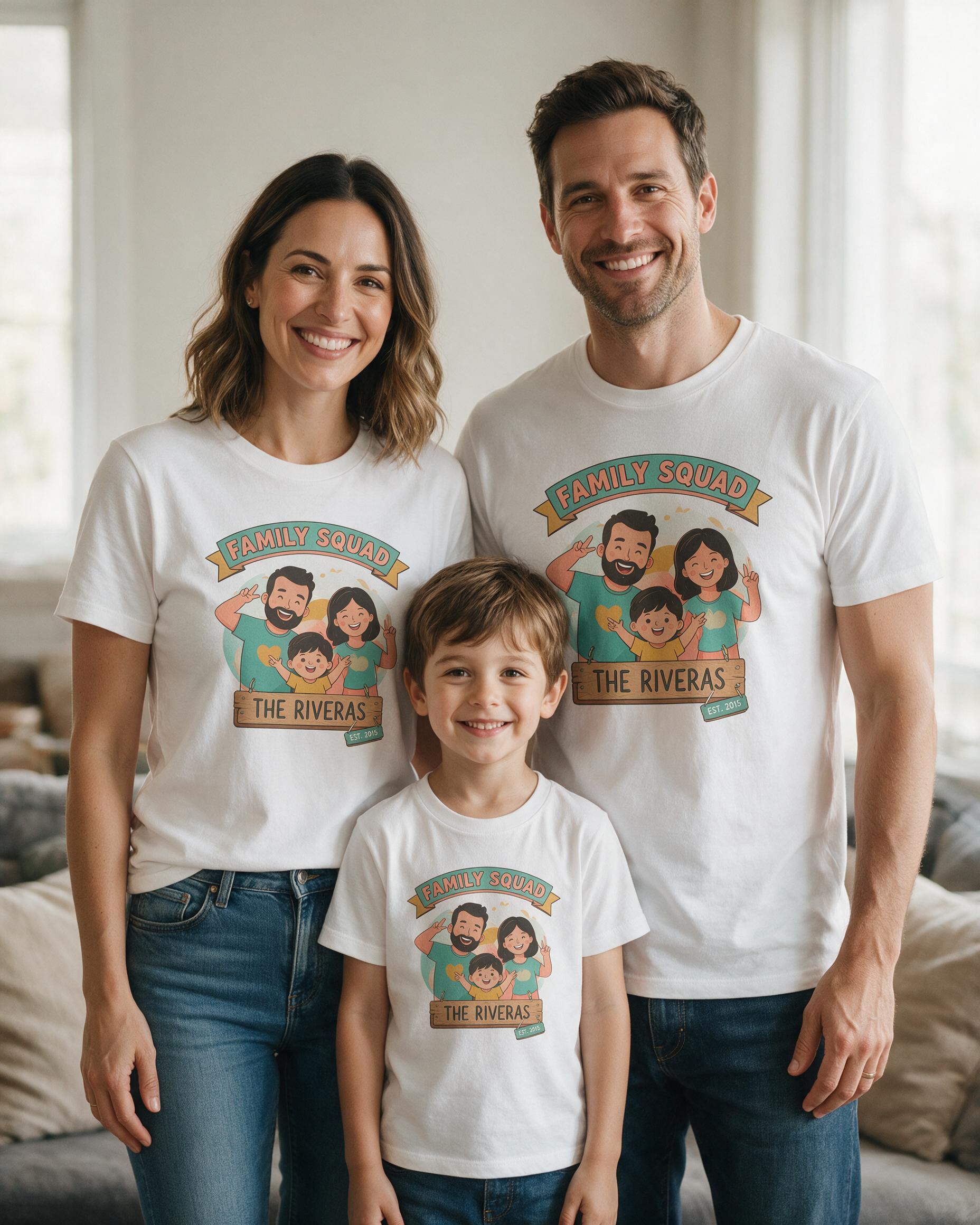 Family Squad Matching Personalized Shirt — White