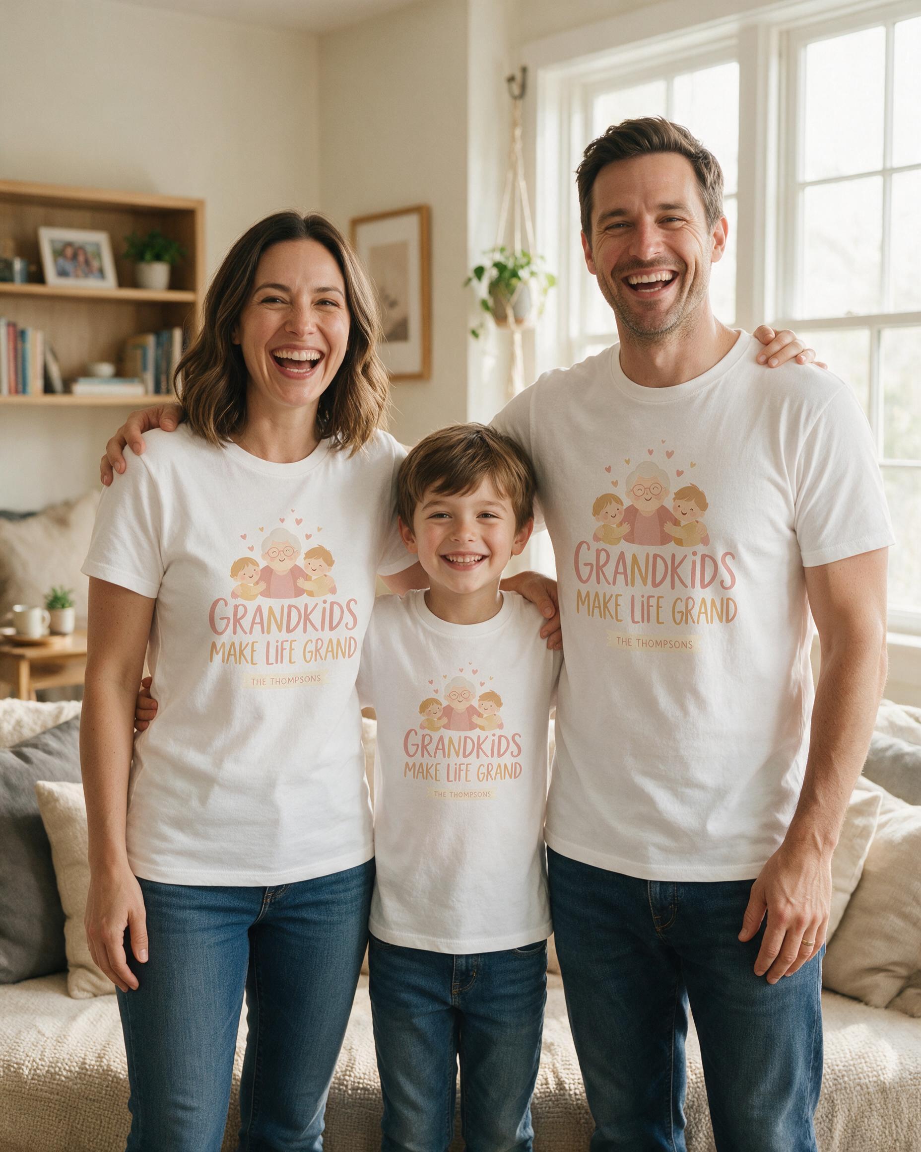 Grandkids Make Life Grand Personalized Shirt — White