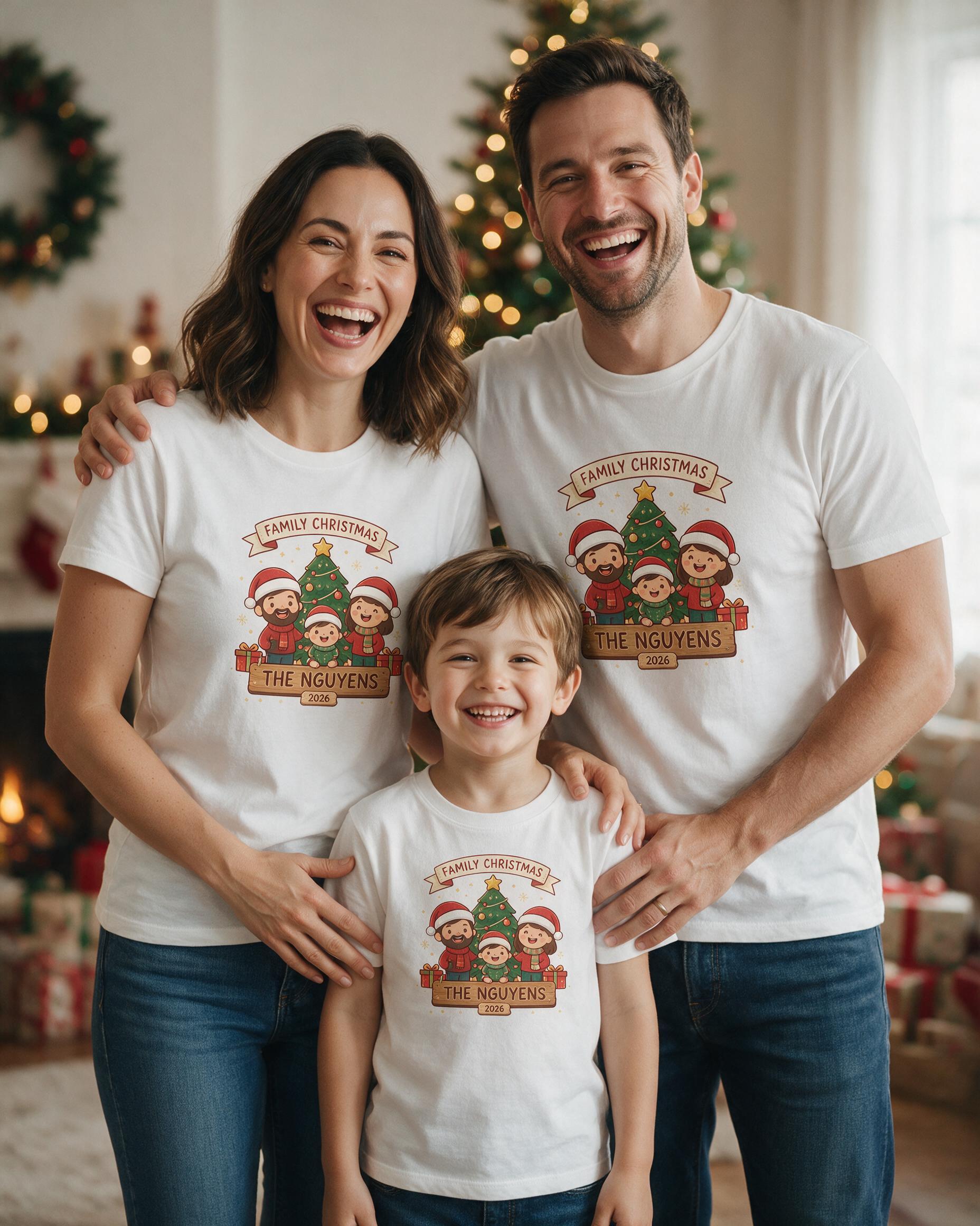 The Family Christmas Matching Personalized Shirt — White