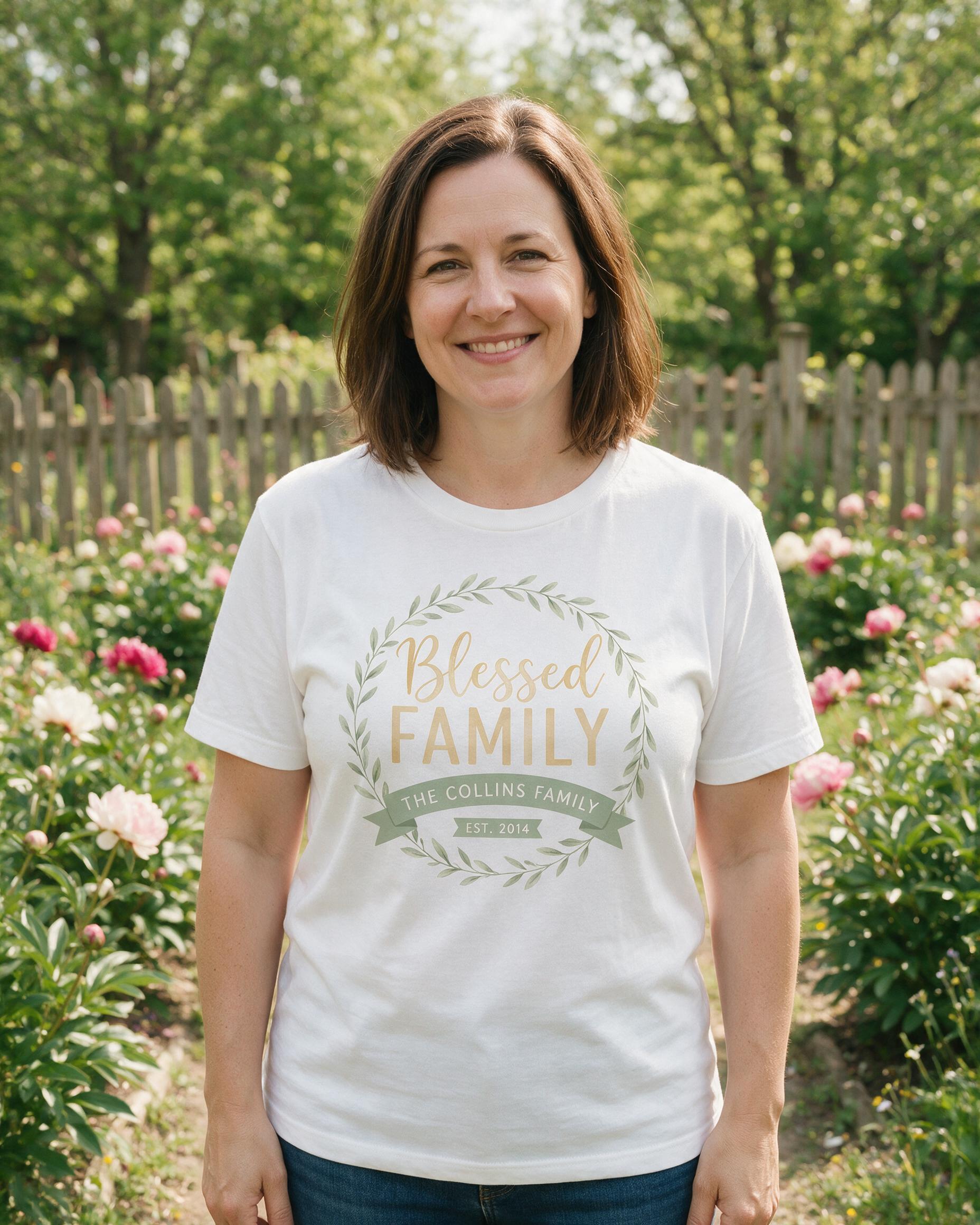 Blessed Family Est. Personalized Shirt — White