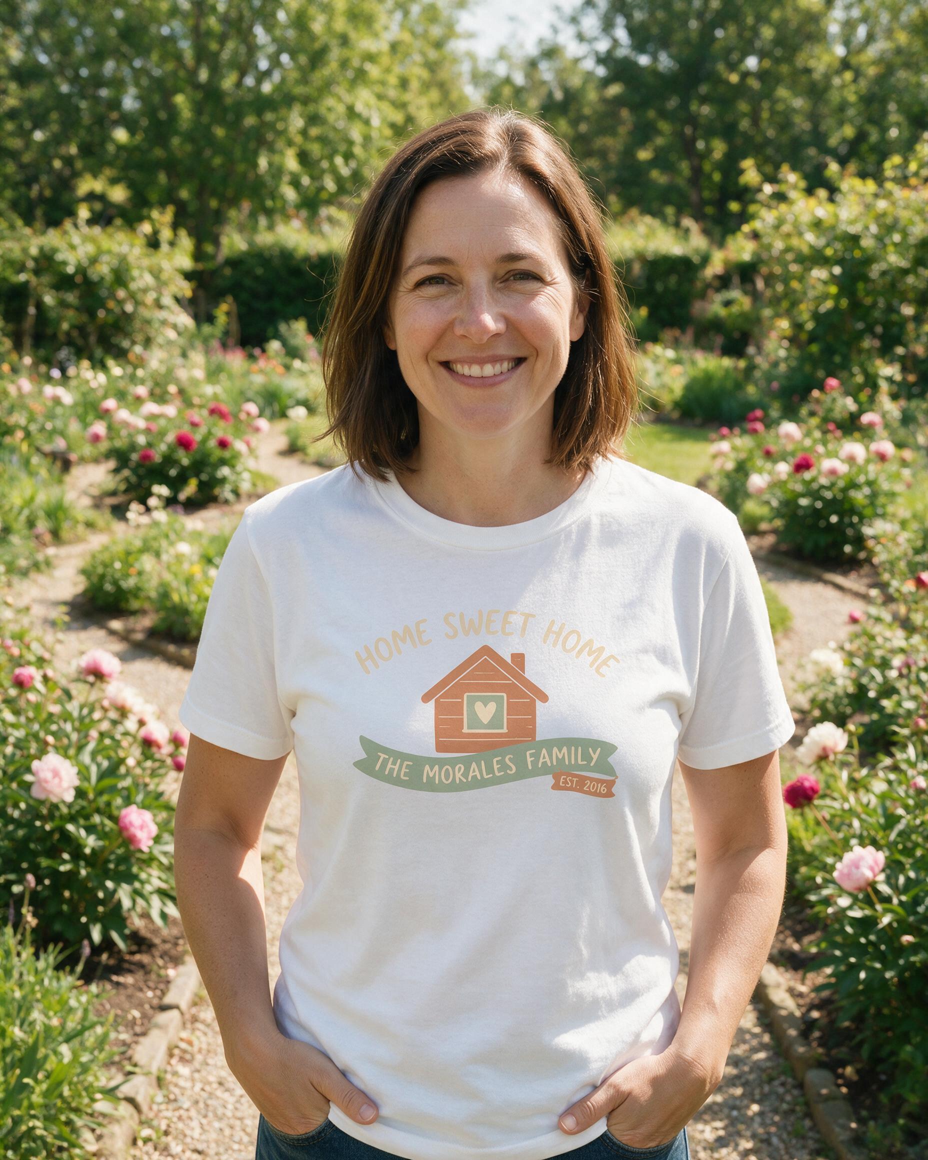 Home Sweet Home Family Name Personalized Shirt — White