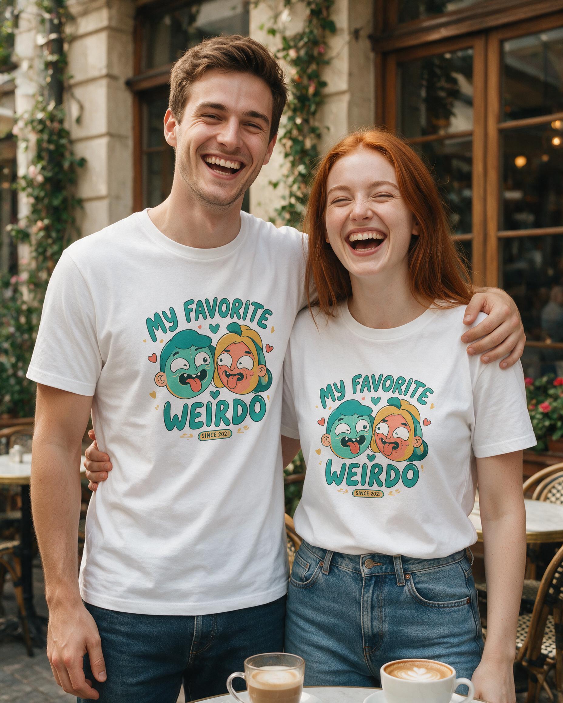 You're My Favorite Weirdo Matching Couple Personalized Shirt — White