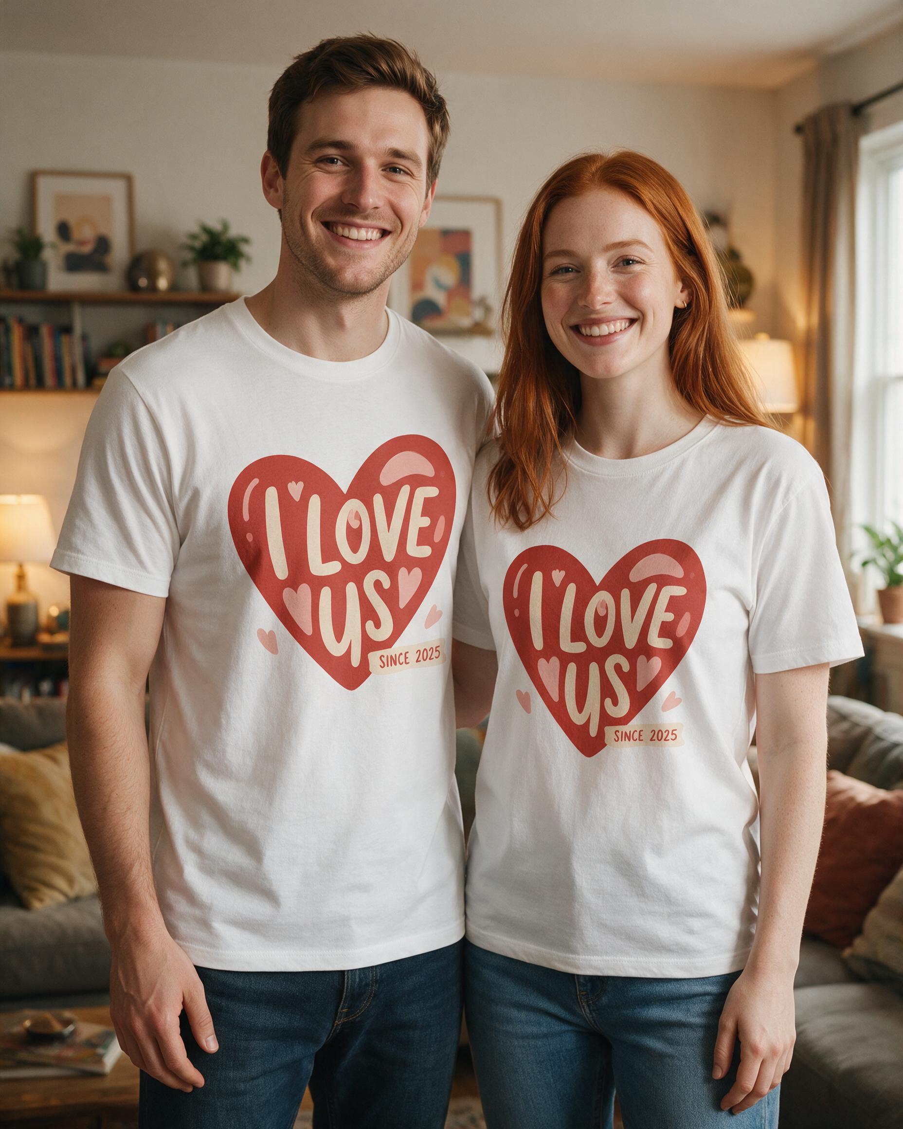 I Love Us Matching Couple Personalized Shirt — White