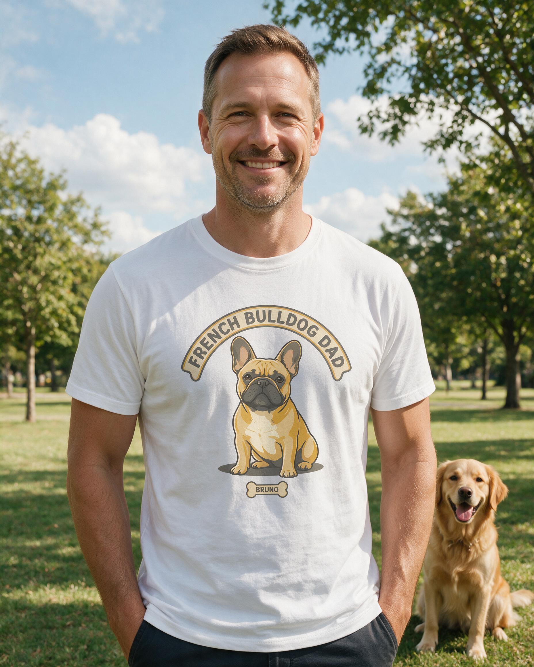 French Bulldog Dad Personalized Dog Shirt — White