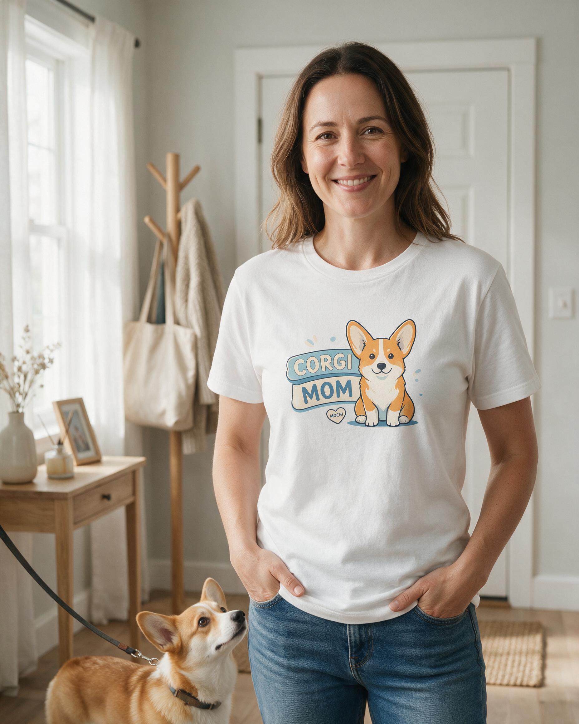 Corgi Mom Personalized Dog Shirt — White