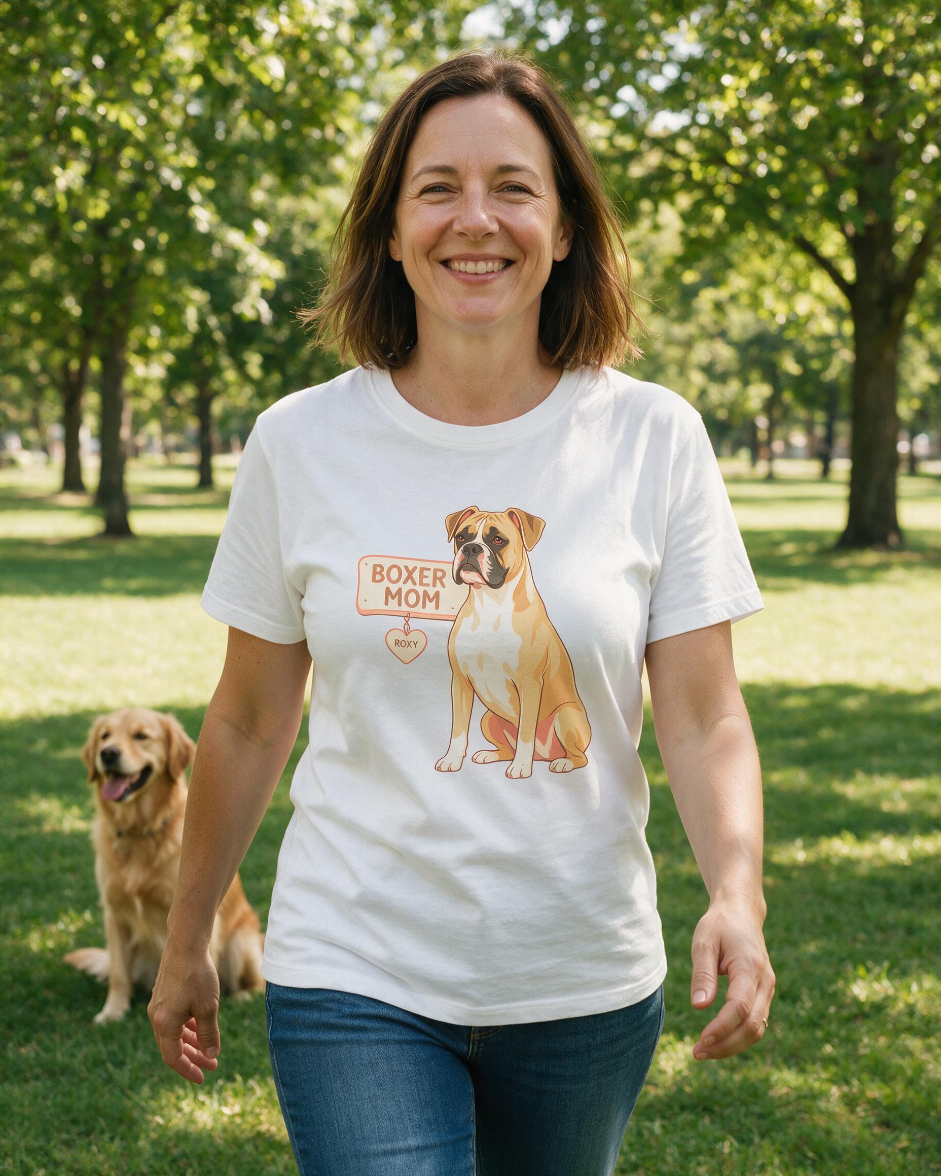 Boxer Mom Personalized Dog Shirt — White