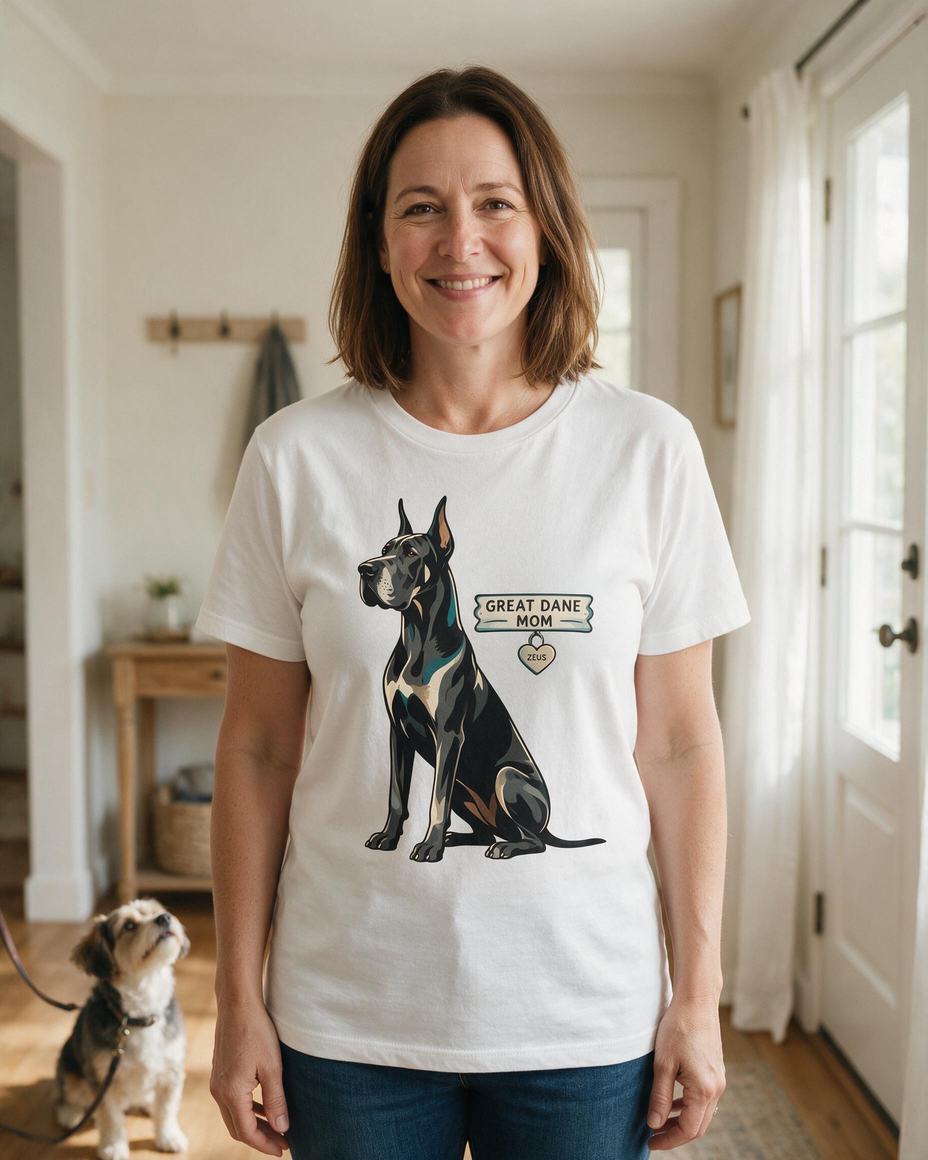 Great Dane Mom Personalized Dog Shirt — White