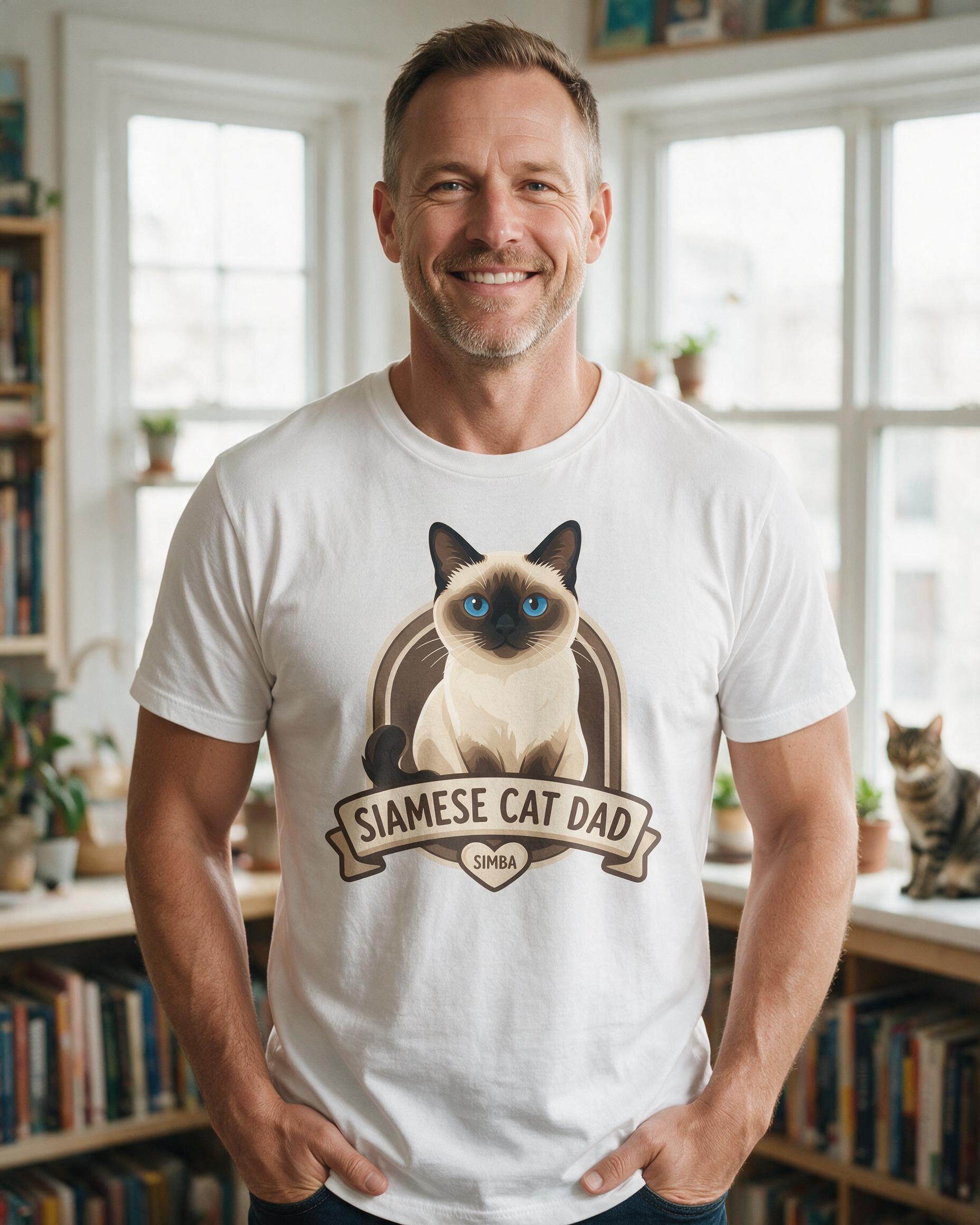 Siamese Cat Dad Personalized Cat Shirt — White