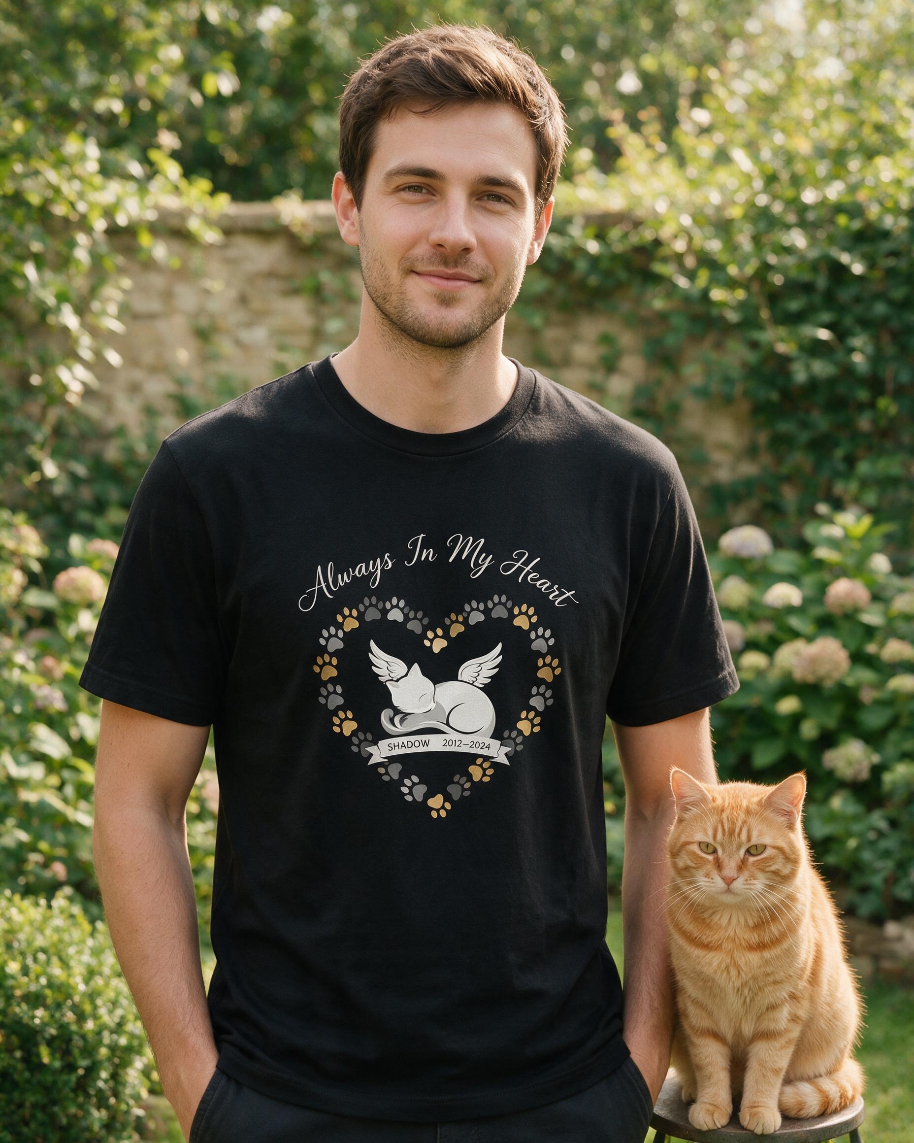 Always In My Heart Cat Memorial Personalized Shirt β Black