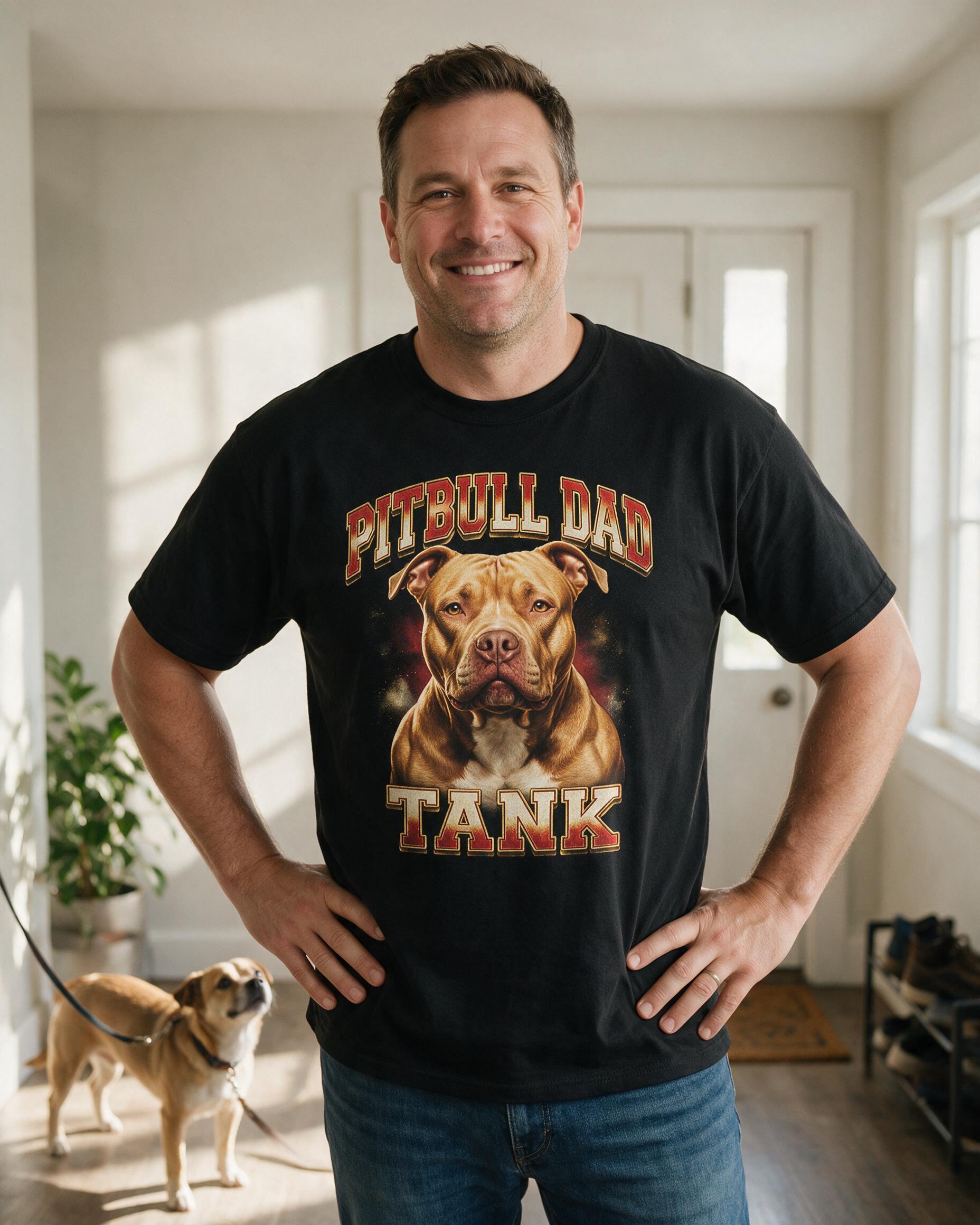 Bootleg Pitbull Dad 90s Rap Tee Personalized Shirt — Black