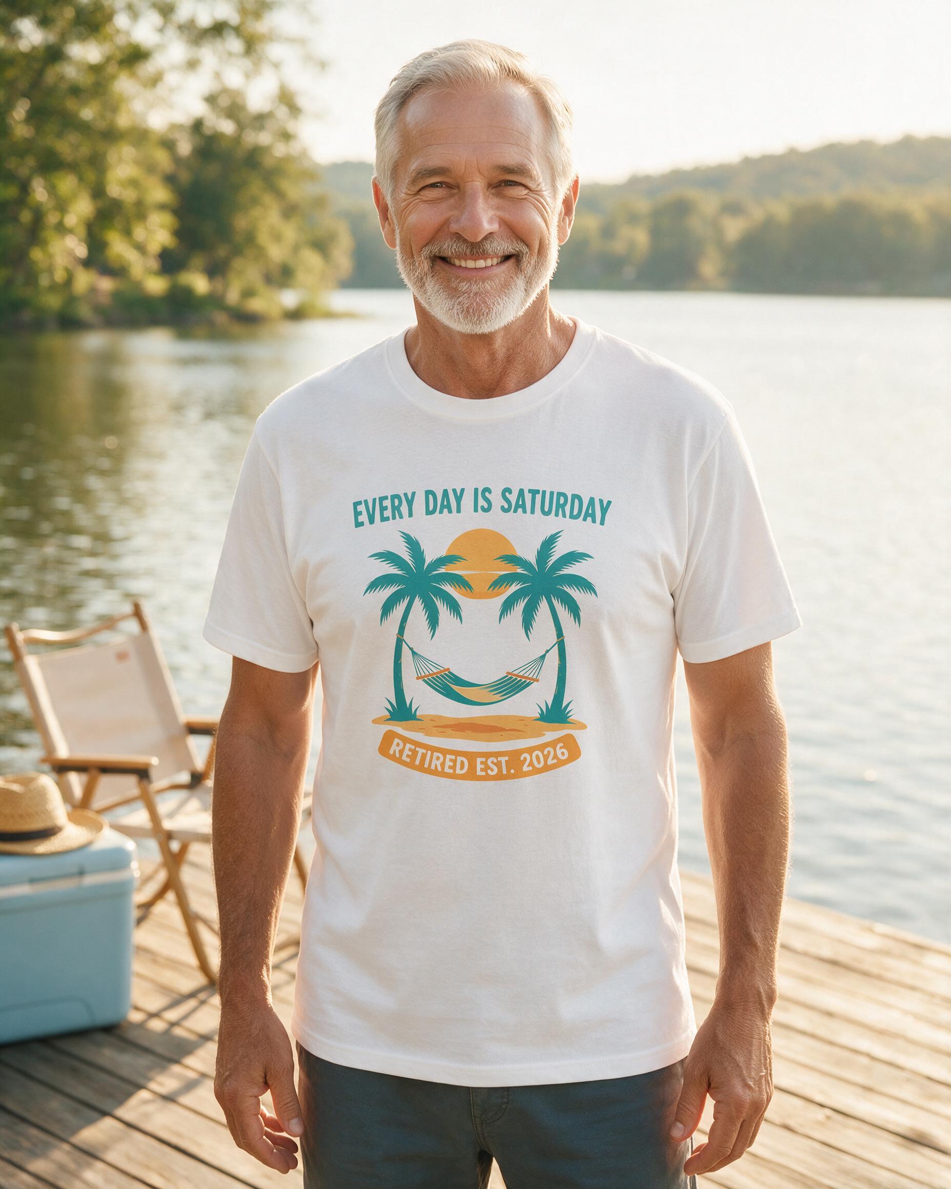Retirement Every Day Is Saturday Personalized Shirt — White