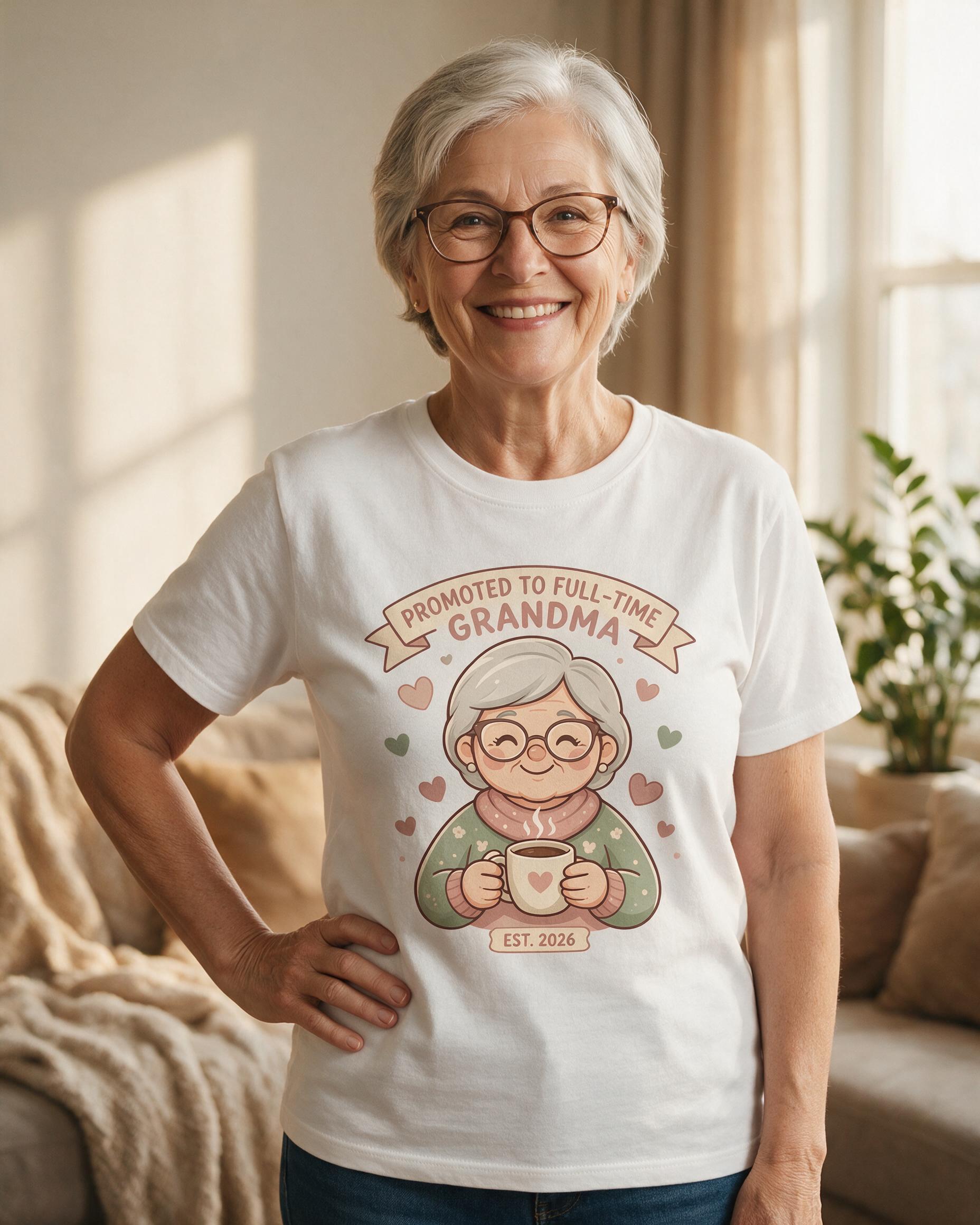 Promoted To Full-Time Grandma Personalized Shirt — White