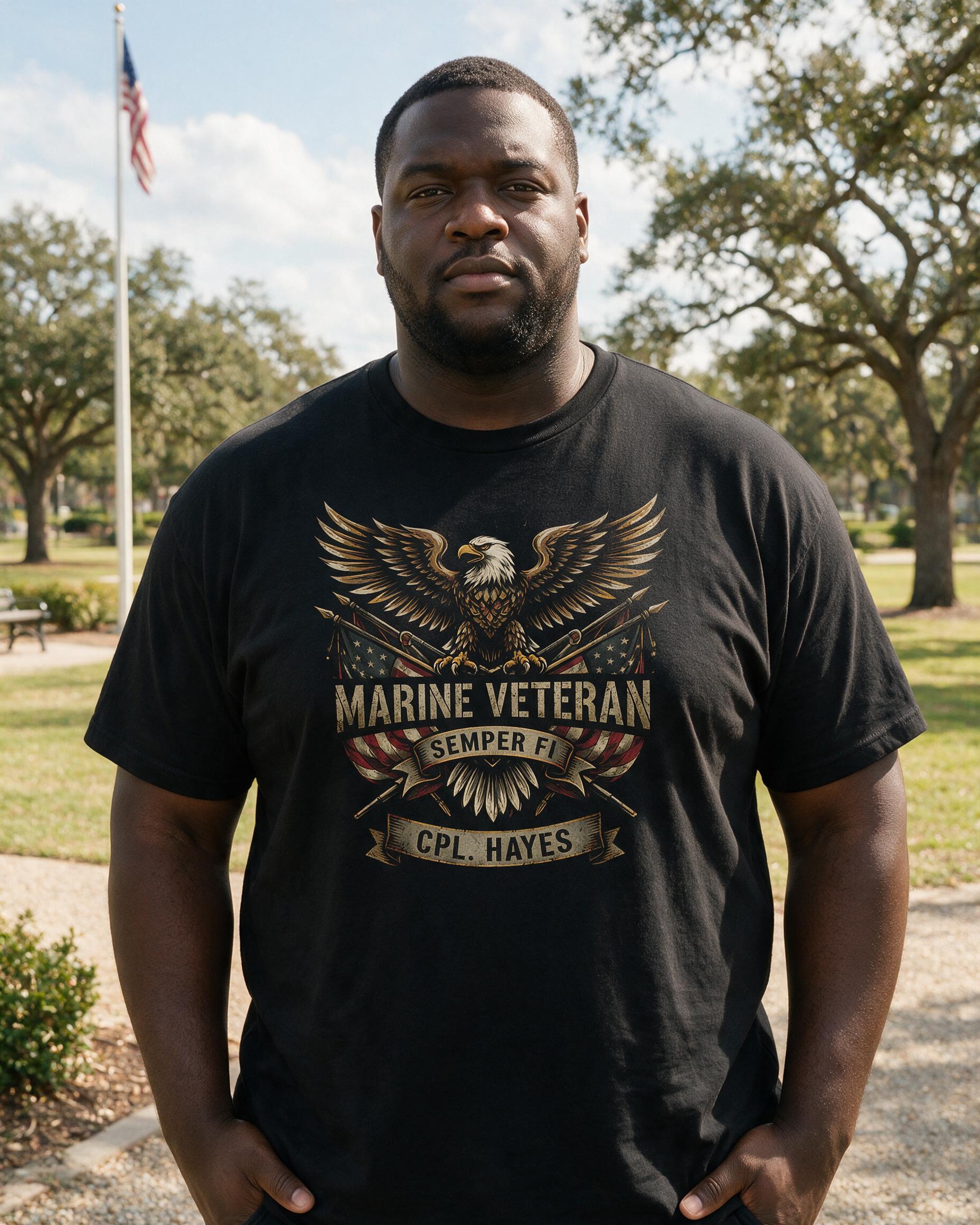 Proud Marine Veteran Semper Fi Personalized Shirt — Black