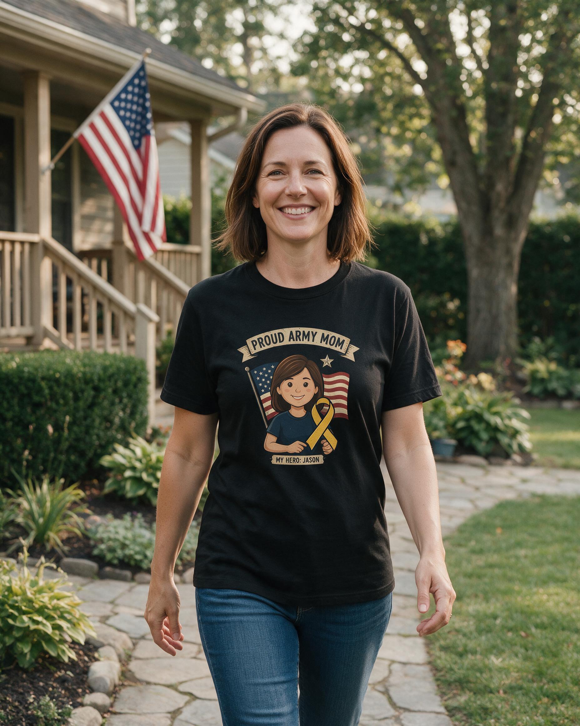 Proud Army Mom Personalized Shirt — Black