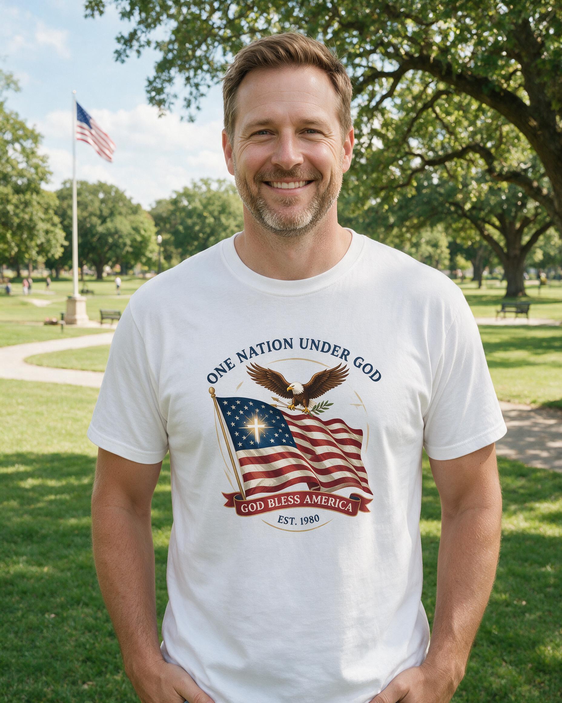 One Nation Under God Veteran Personalized Shirt — White