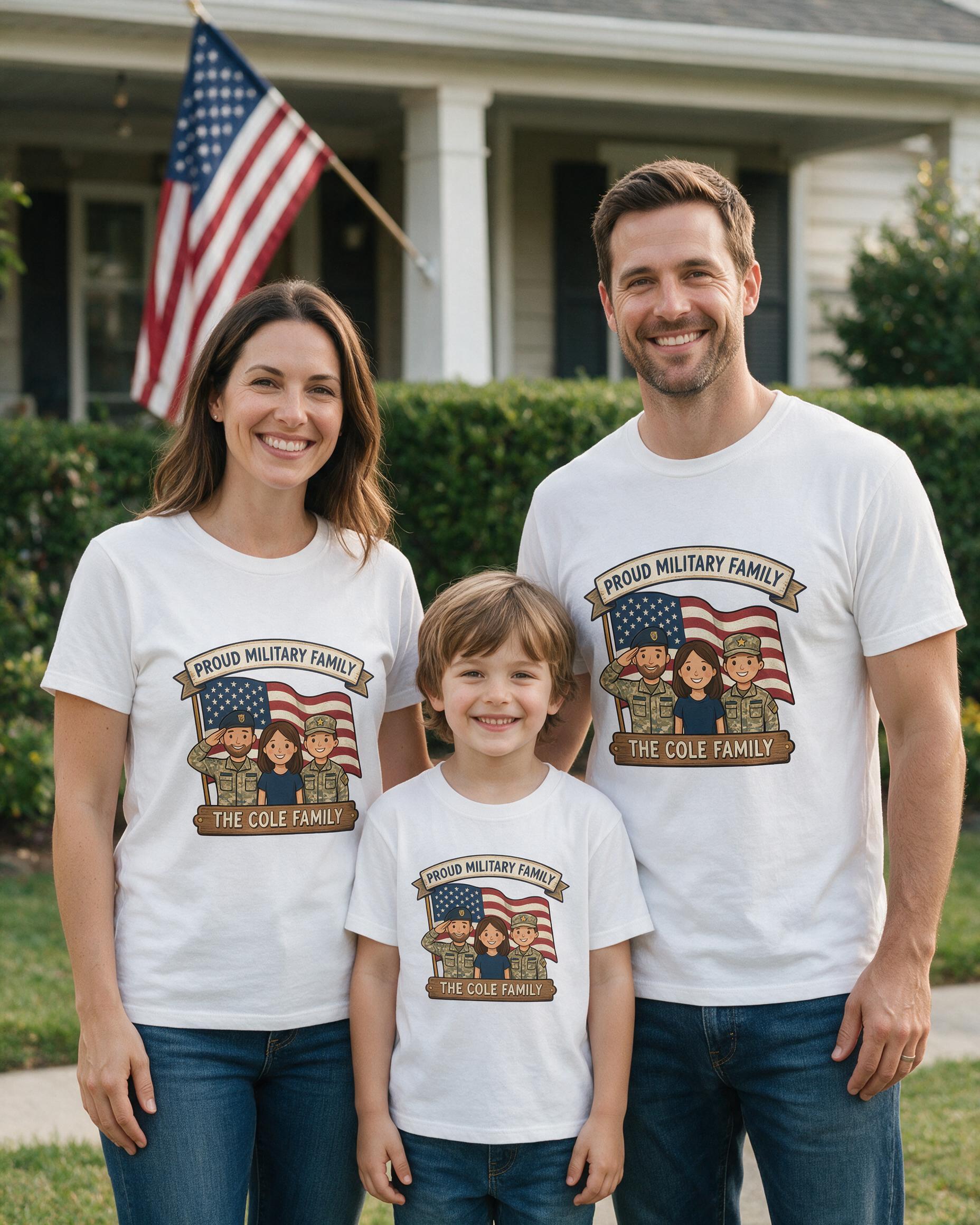 Proud Military Family Personalized Shirt — White