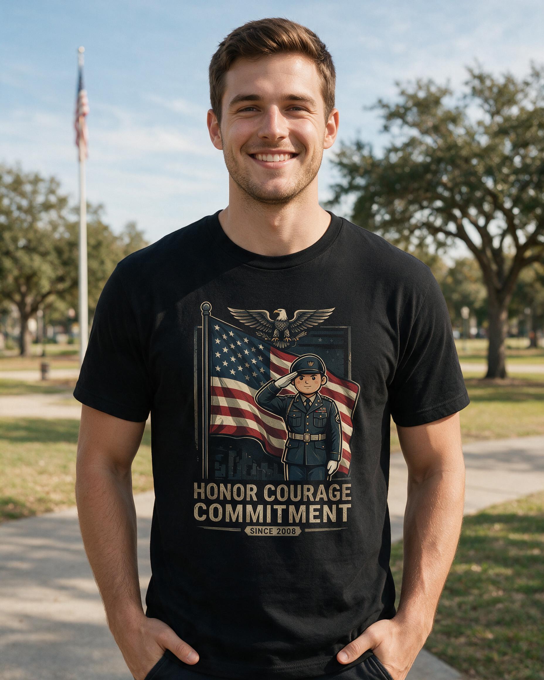 Honor Courage Commitment Veteran Personalized Shirt — Black