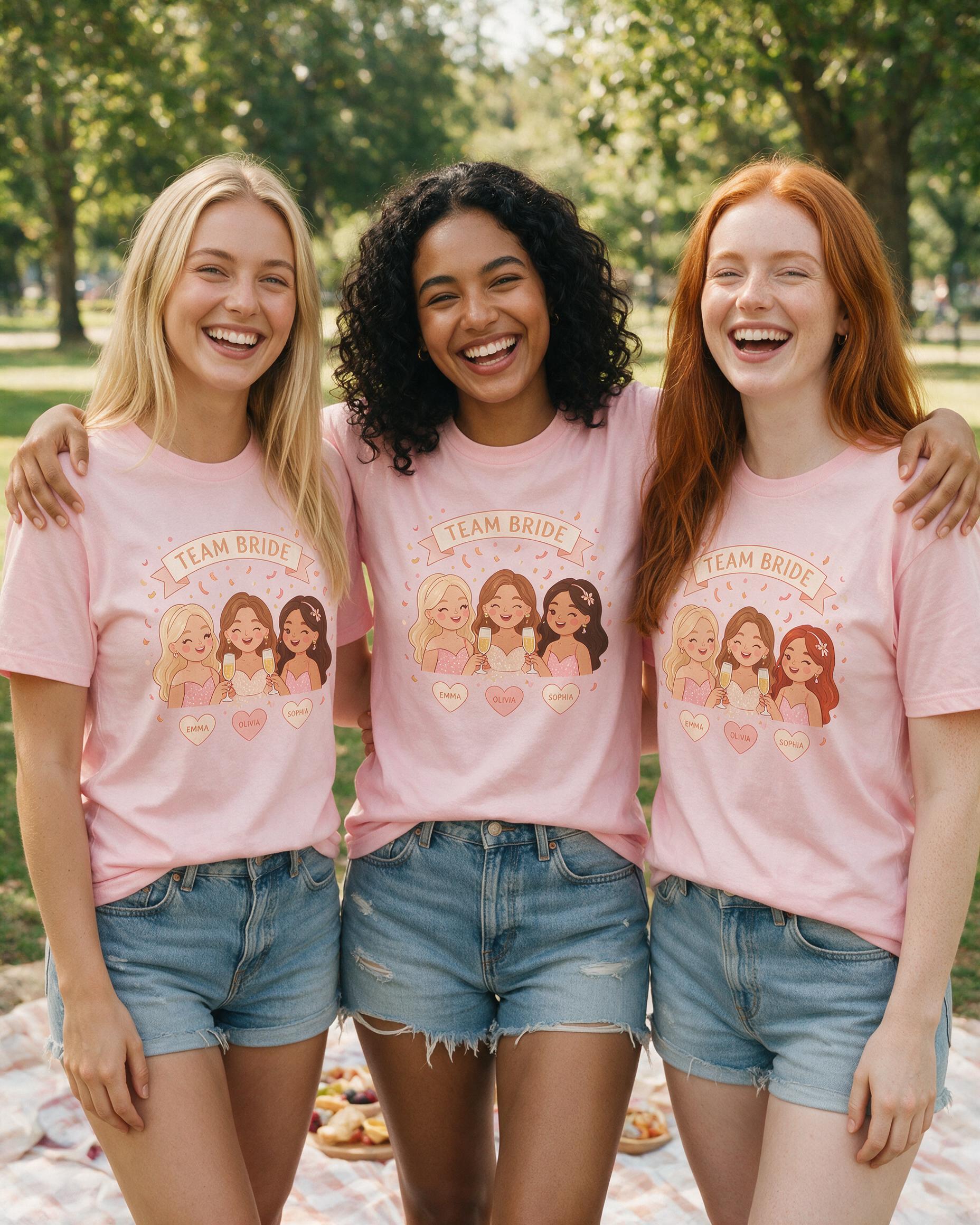 Team Bride Squad Personalized Bachelorette Shirt β Light Pink