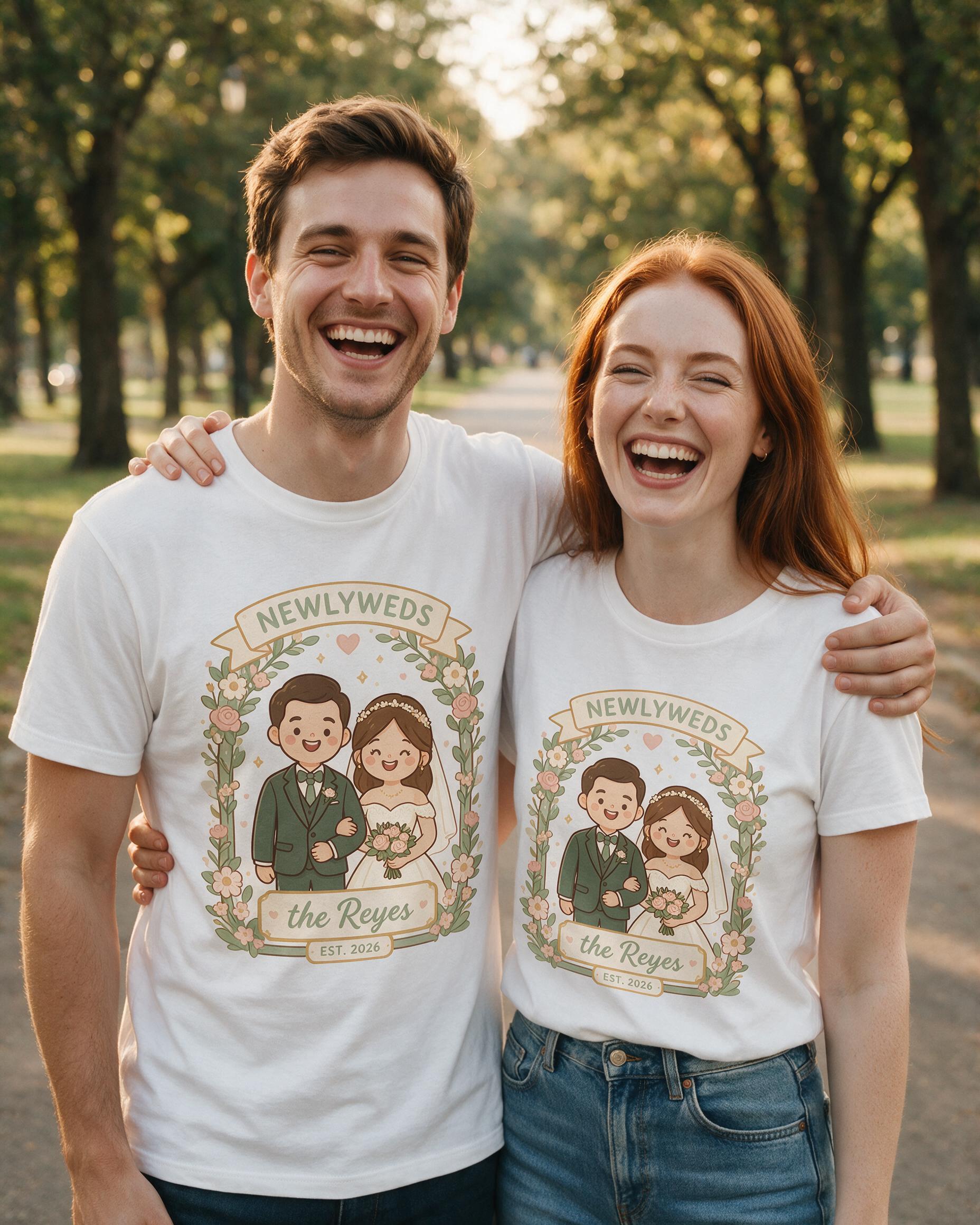 Newlyweds Mr & Mrs Personalized Shirt — White
