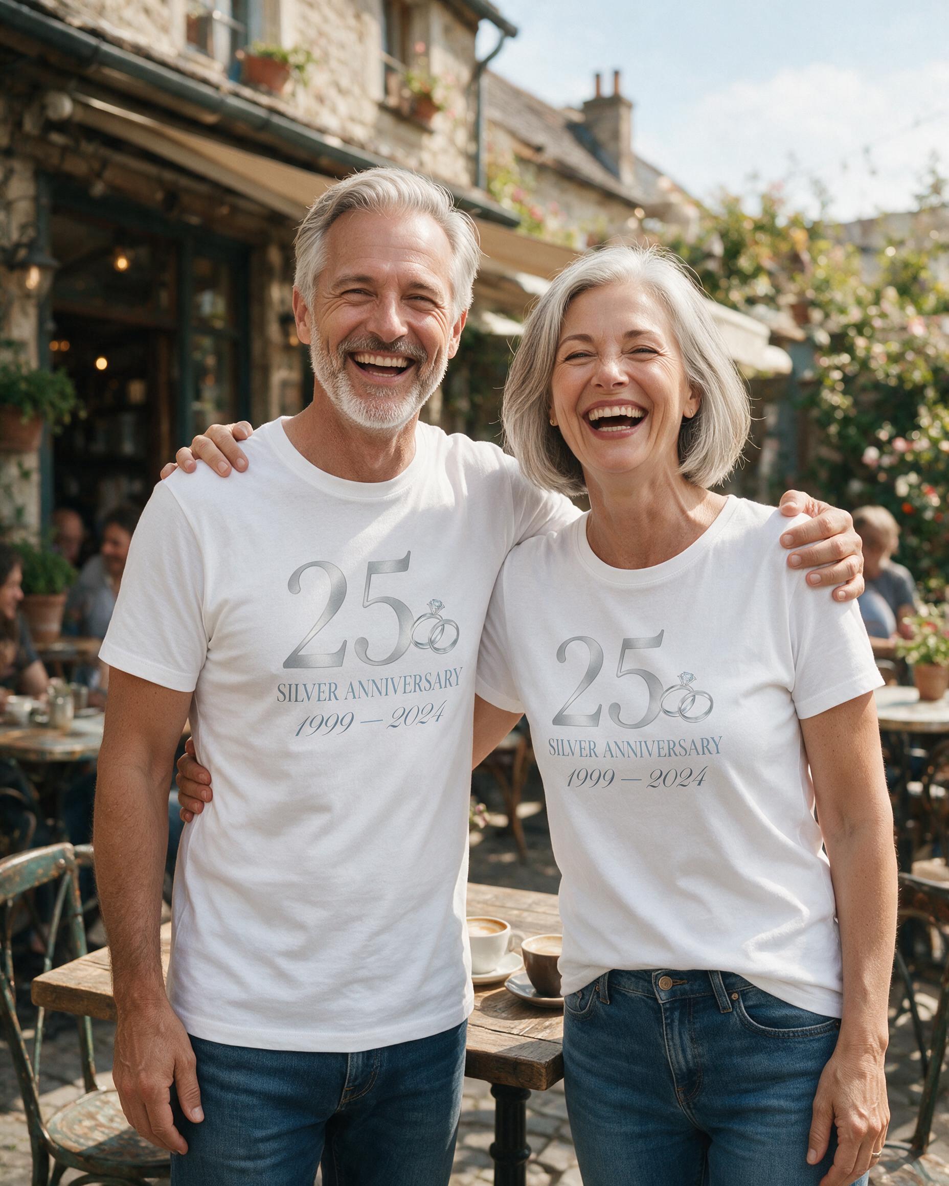 25th Silver Anniversary Personalized Shirt — White