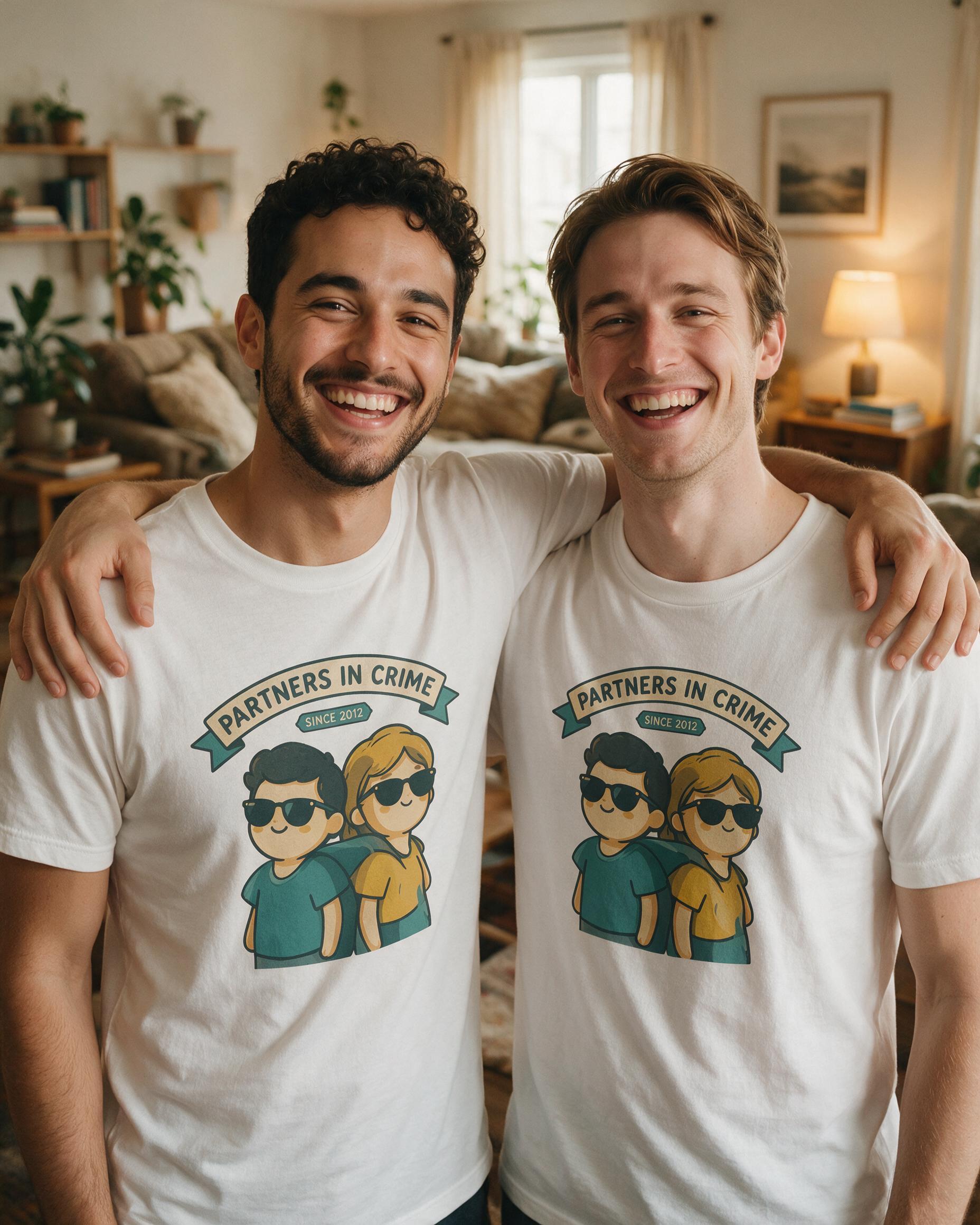 Partners In Crime Since Anniversary Personalized Shirt — White