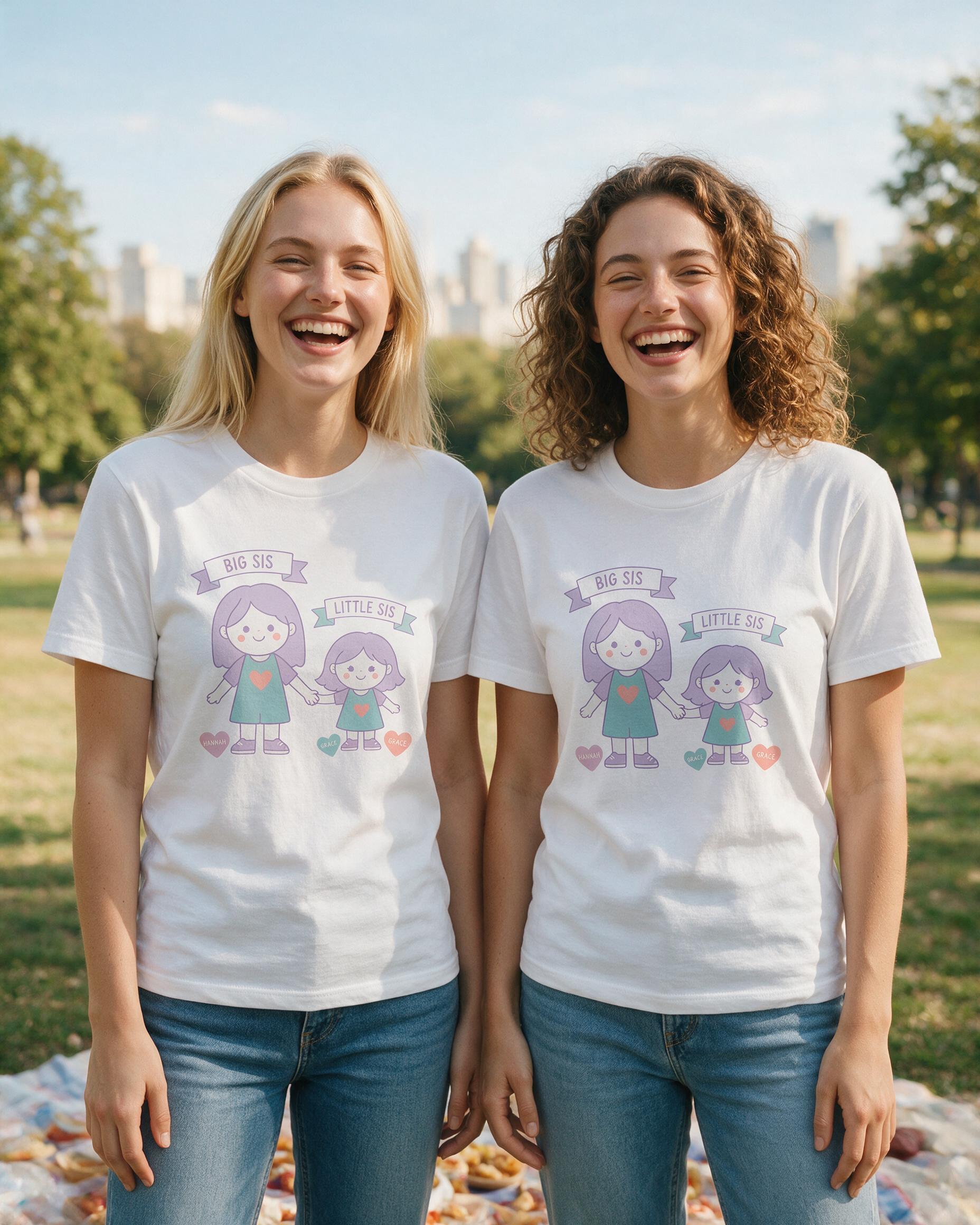Big Sis Little Sis Personalized Matching Shirt — White