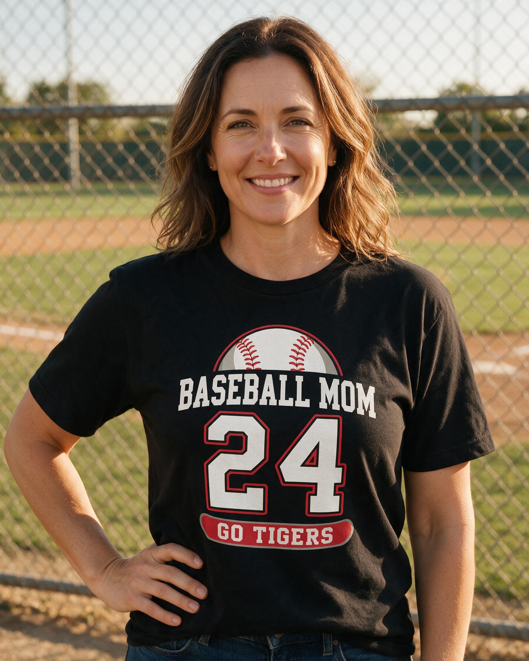 Baseball Mom Personalized Number Shirt — Black