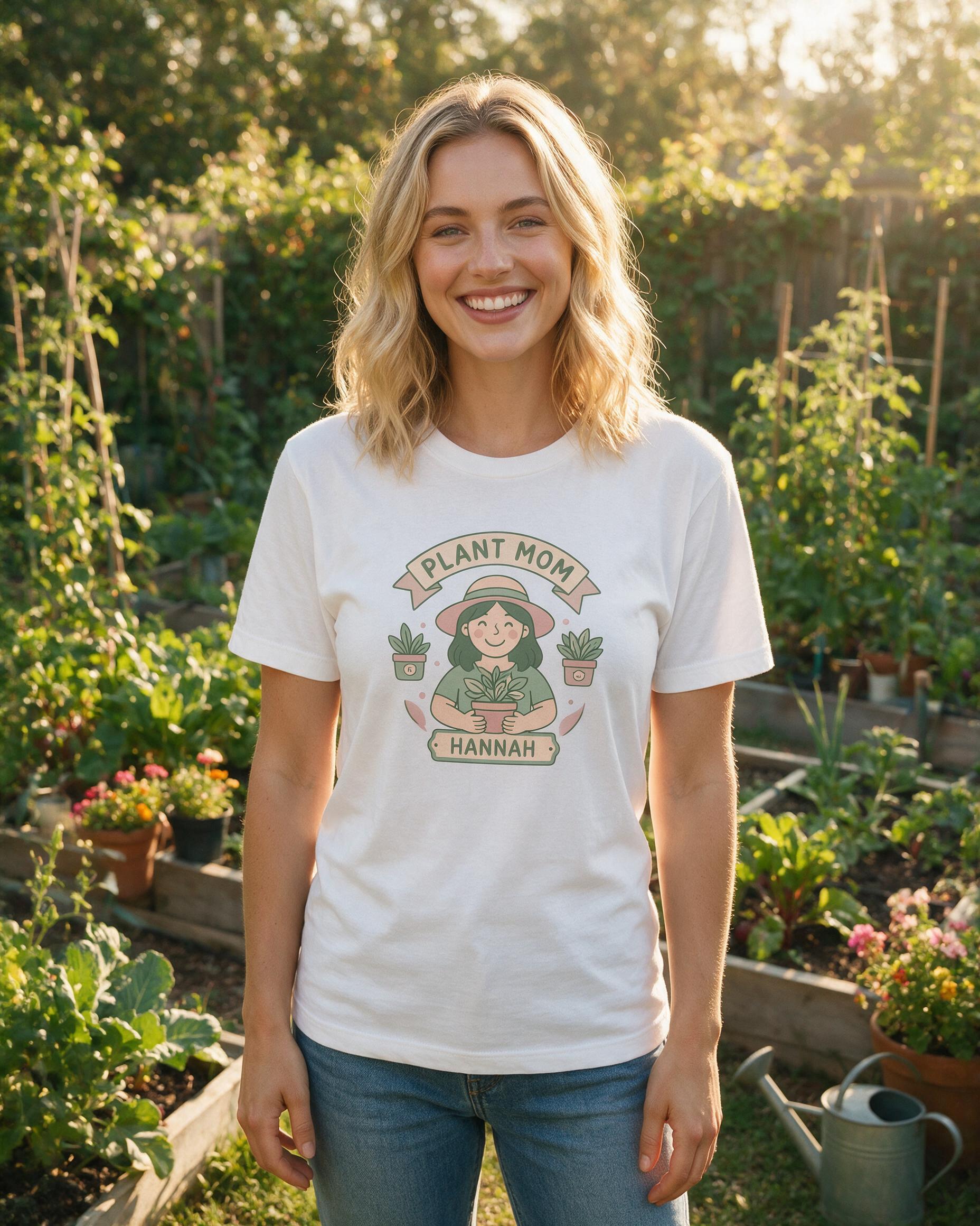 Plant Mom Potted Friends Personalized Shirt — White