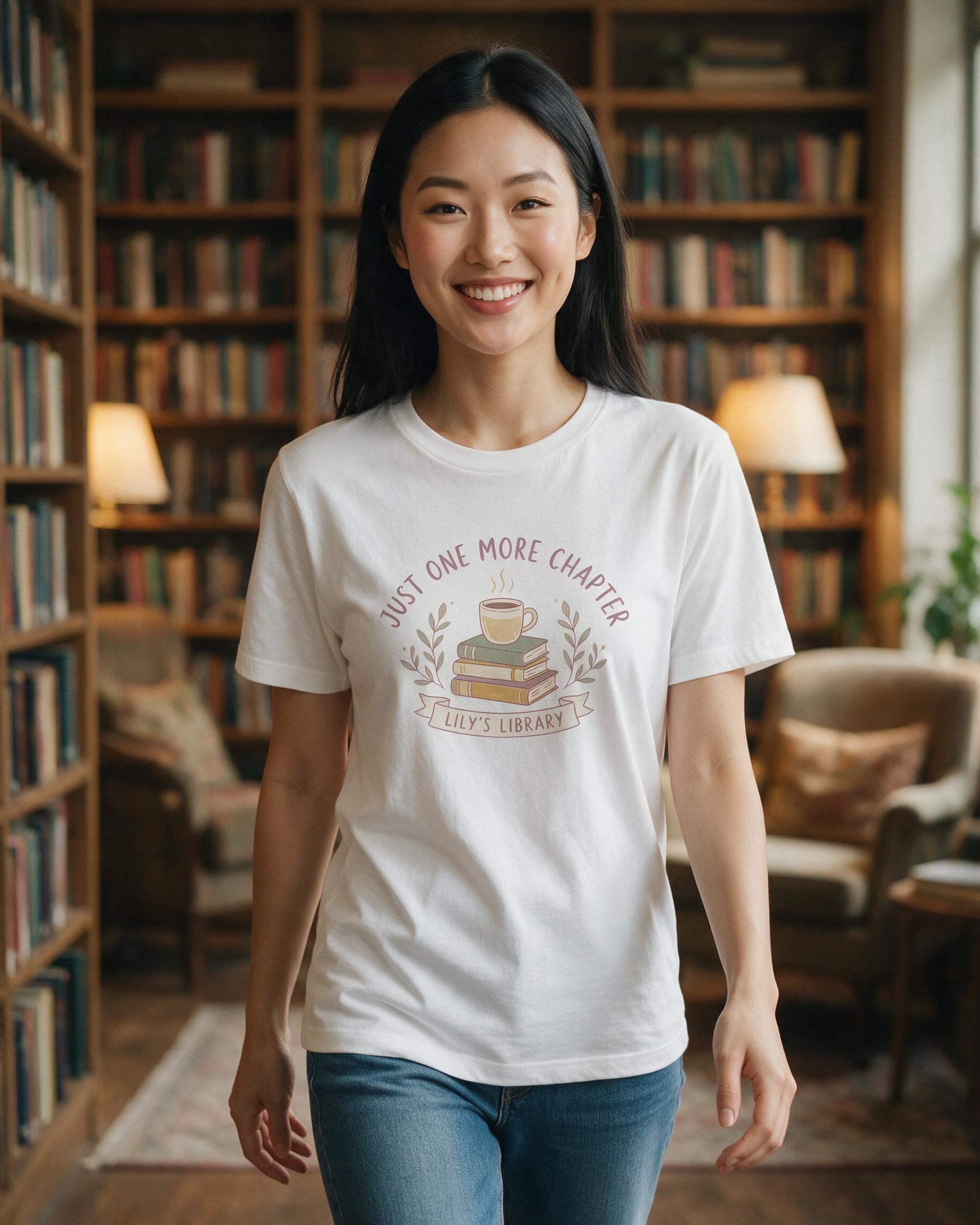 Just One More Chapter Personalized Reading Shirt — White