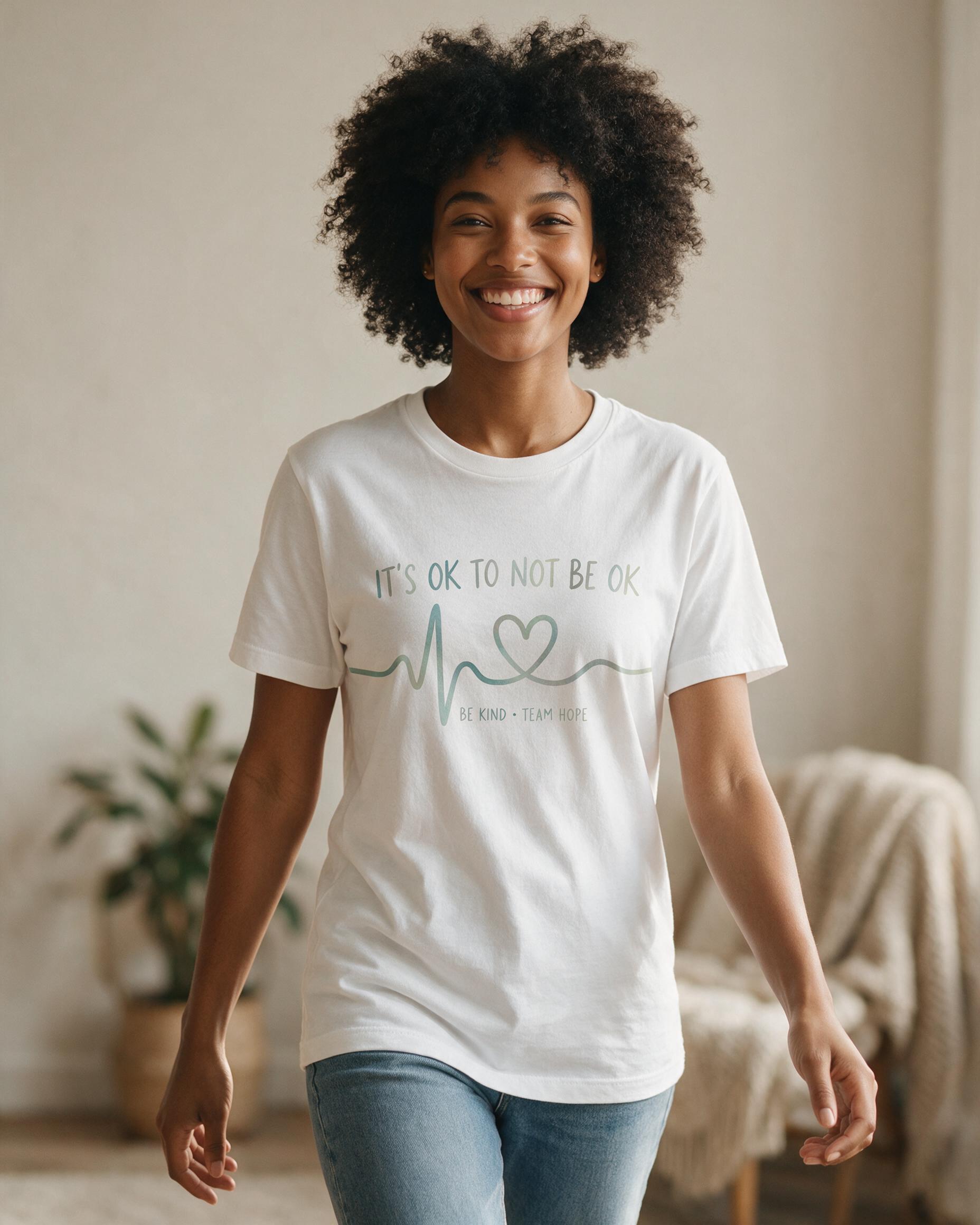 It's OK To Not Be OK Personalized Mental Health Shirt — White