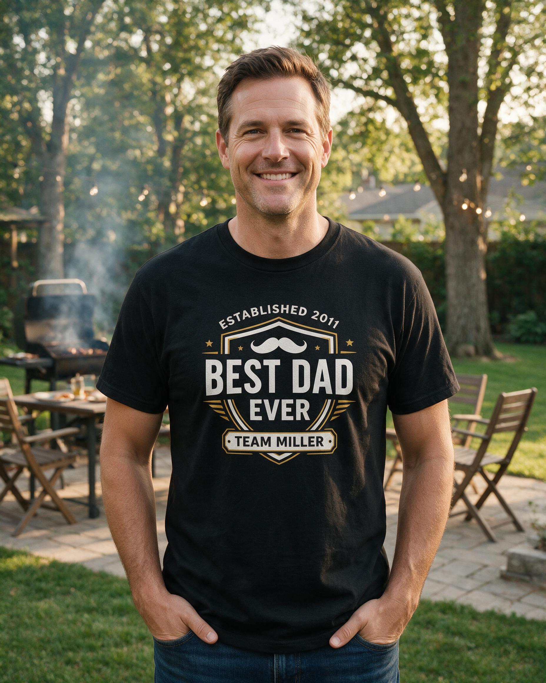 Best Dad Ever Est Personalized Father's Day Shirt — Black