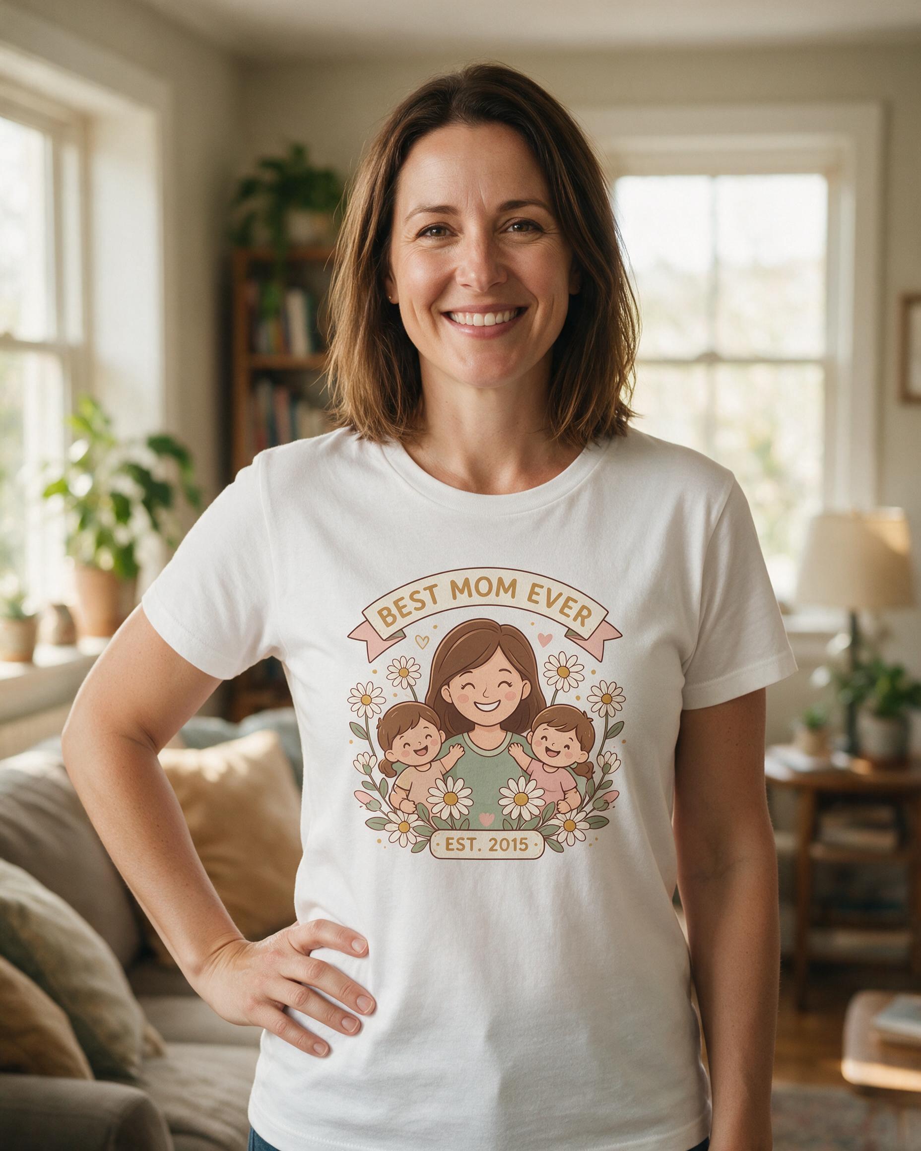 Best Mom Ever Est Personalized Mother's Day Shirt — White