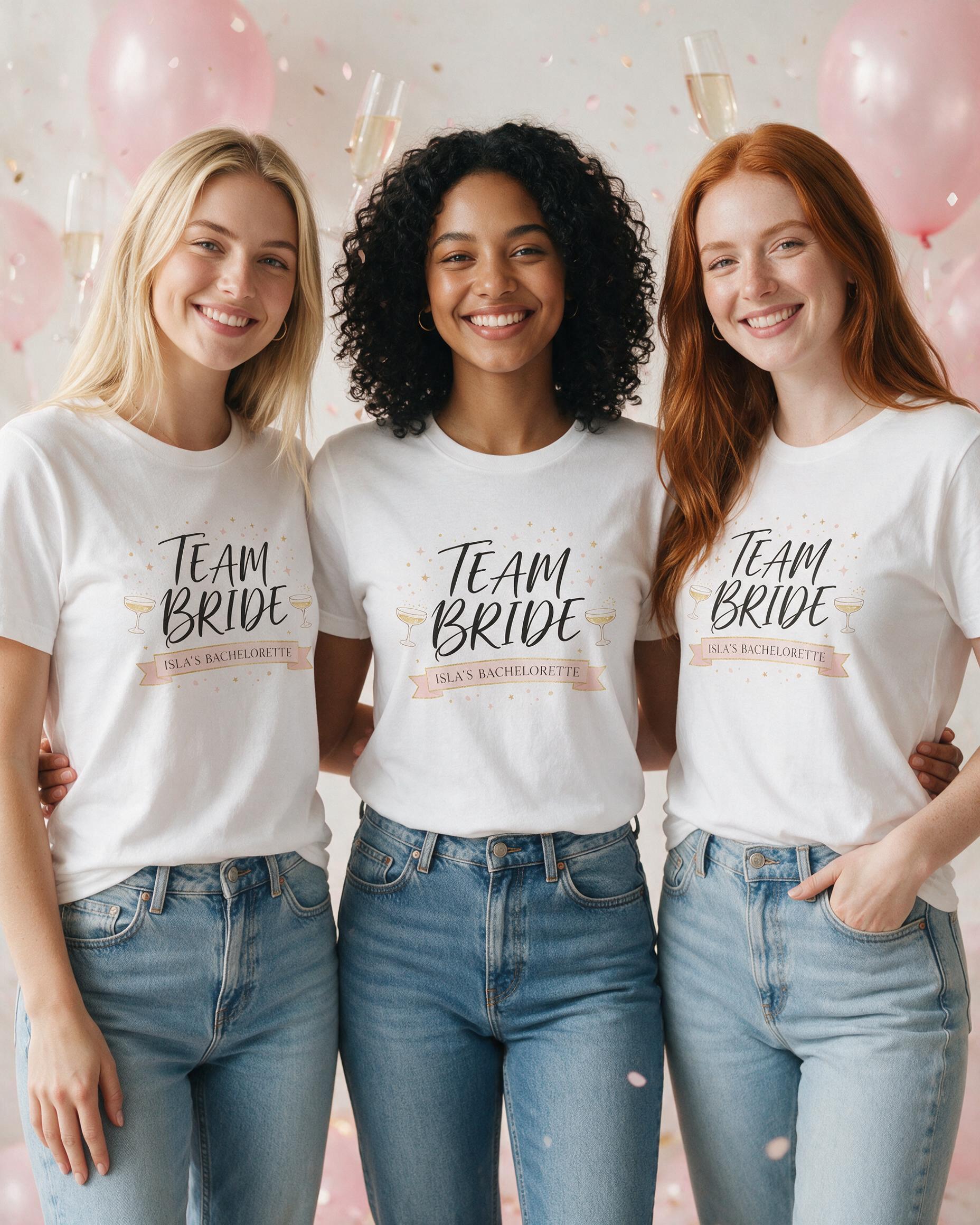 Team Bride Personalized Bachelorette Shirt β White