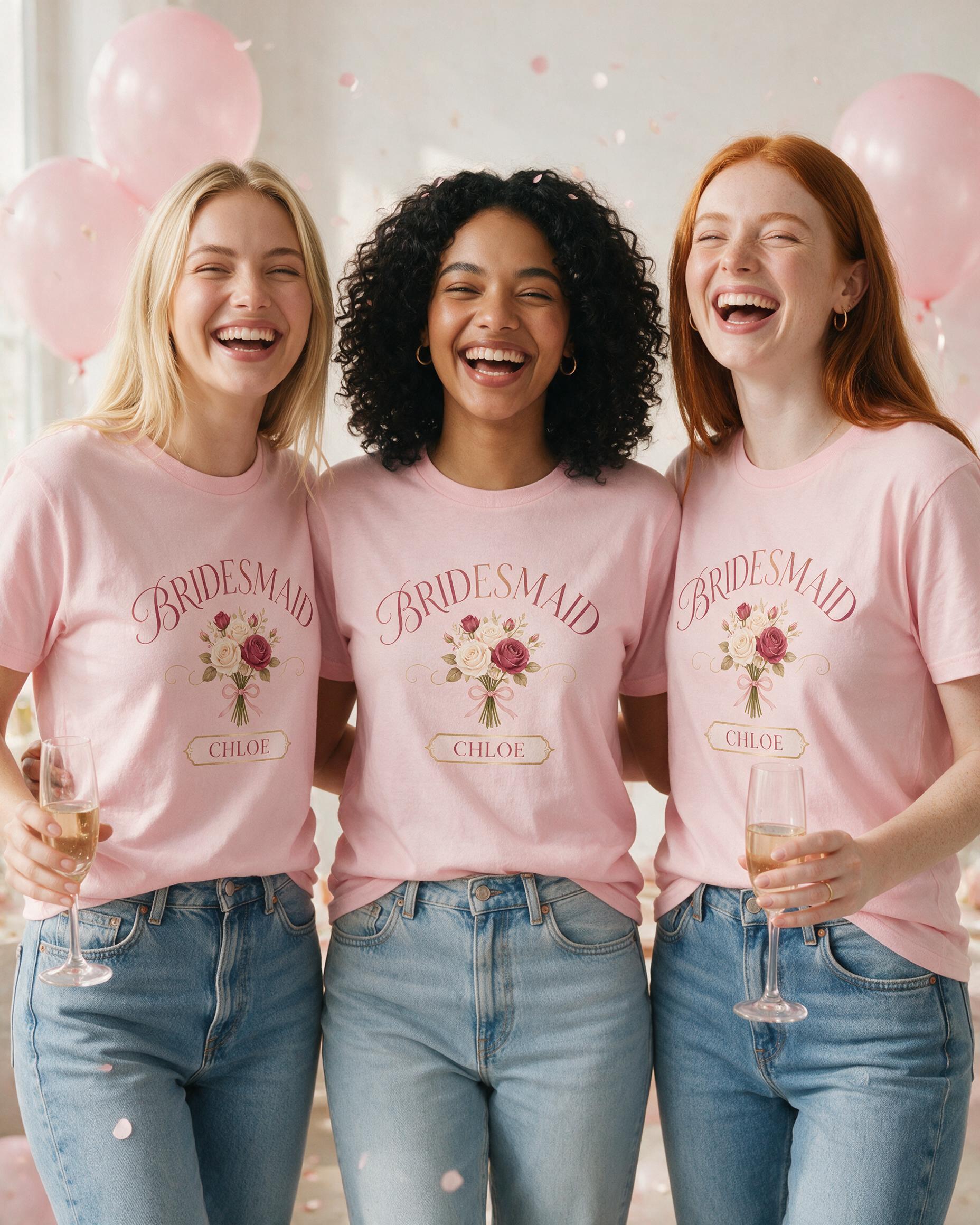 Bridesmaid Personalized Bachelorette Shirt β Light Pink