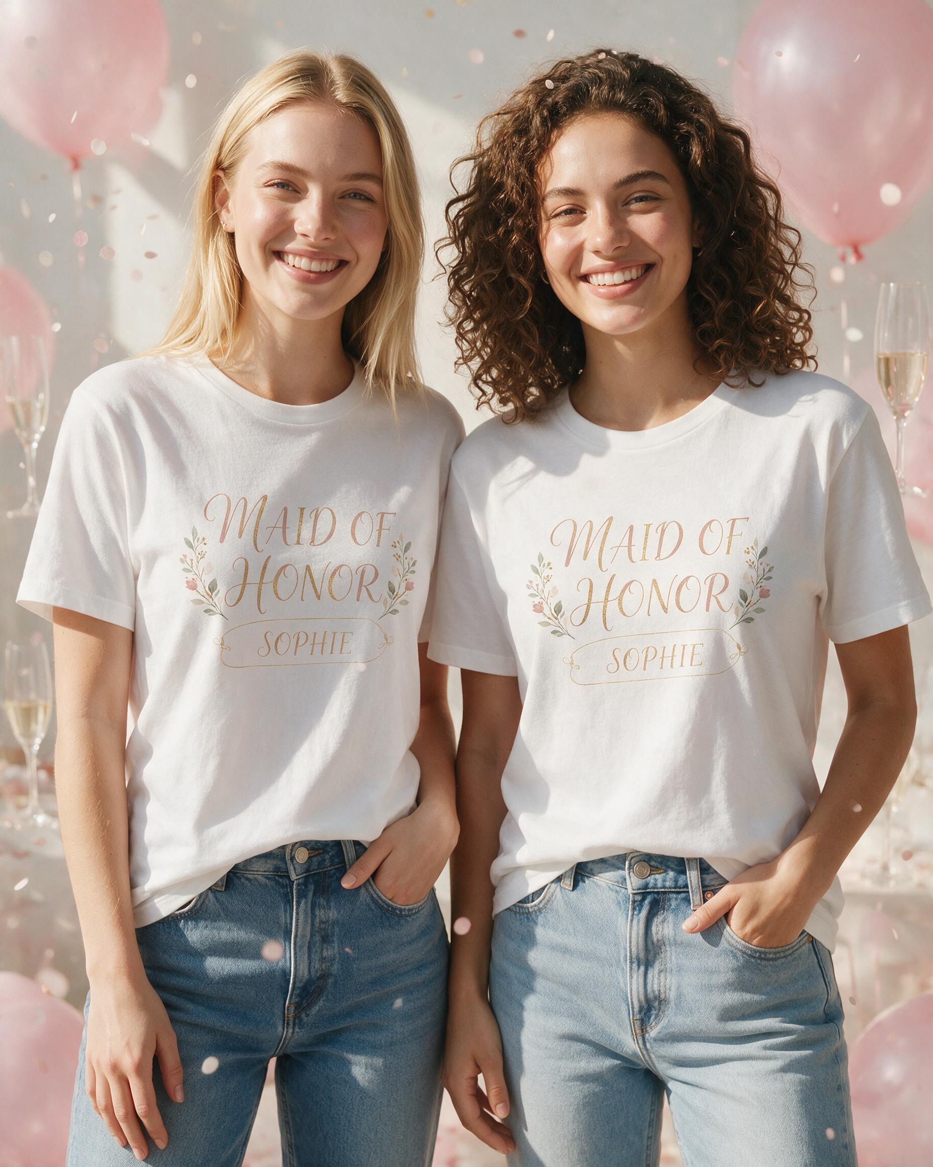 Maid Of Honor Personalized Bachelorette Shirt β White
