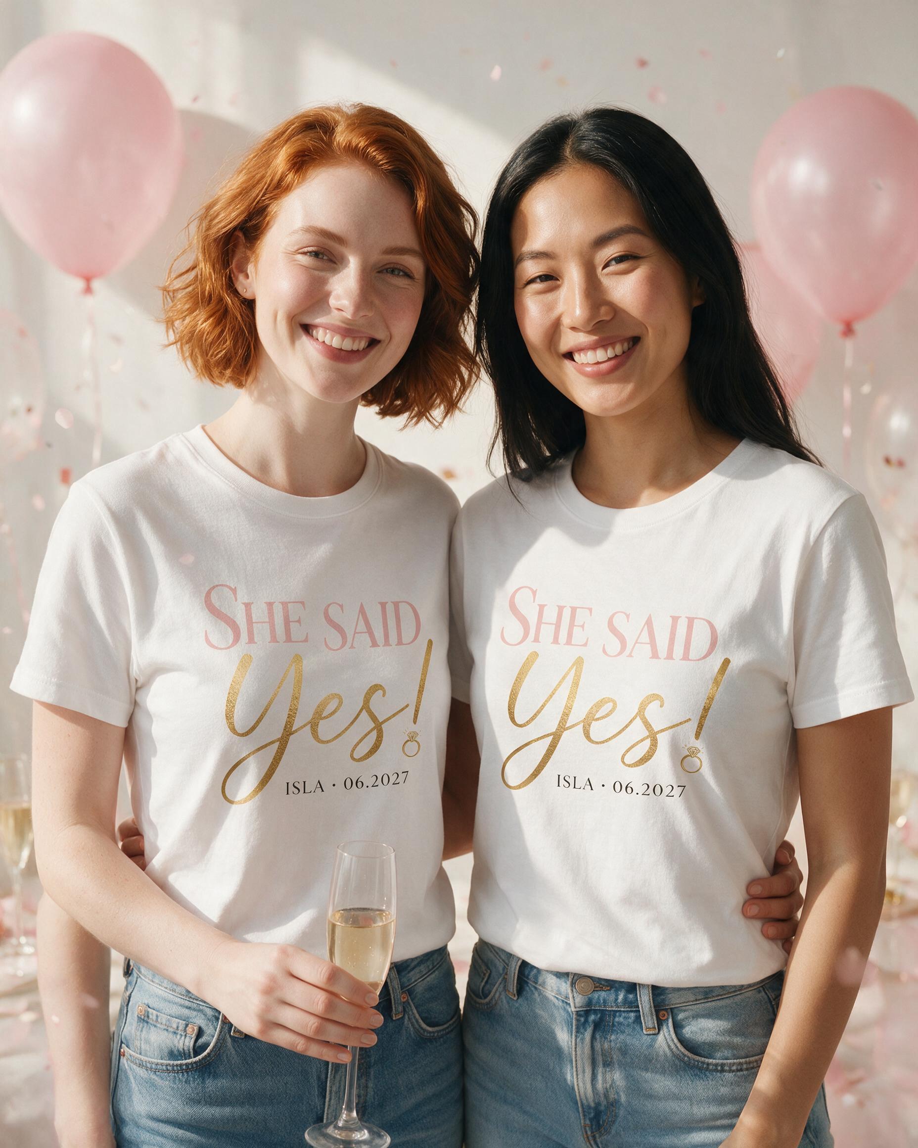 She Said Yes Personalized Bachelorette Shirt β White