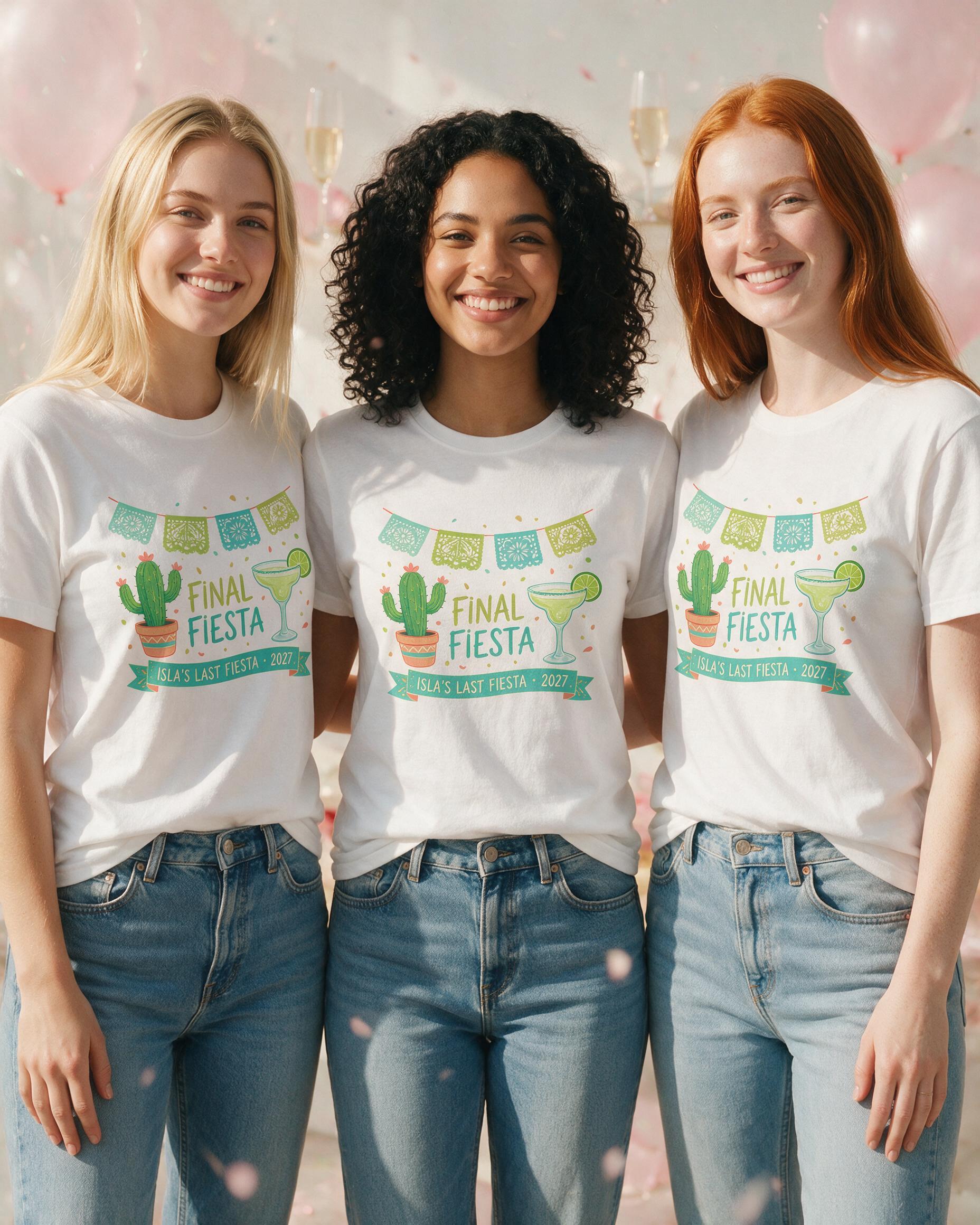 Final Fiesta Personalized Bachelorette Shirt β White