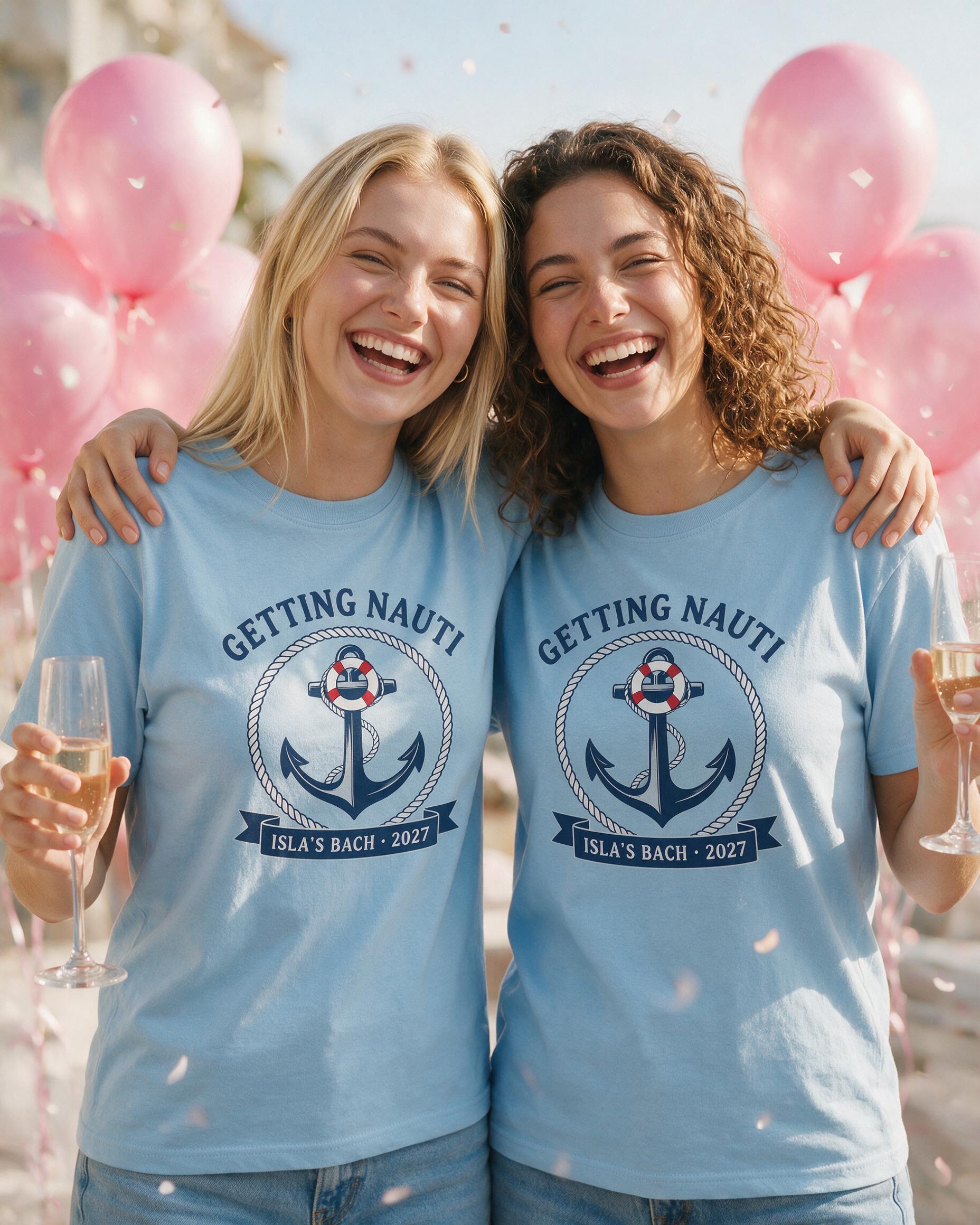 Getting Nauti Personalized Bachelorette Shirt β Light Blue