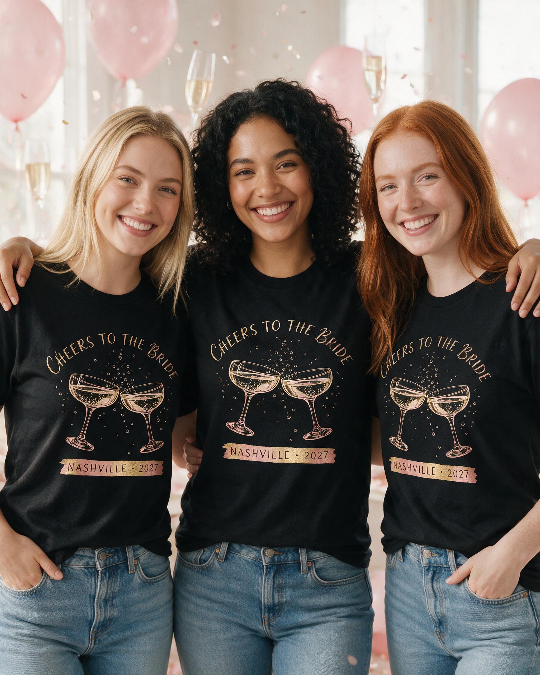 Cheers To The Bride Personalized Bachelorette Shirt β Black