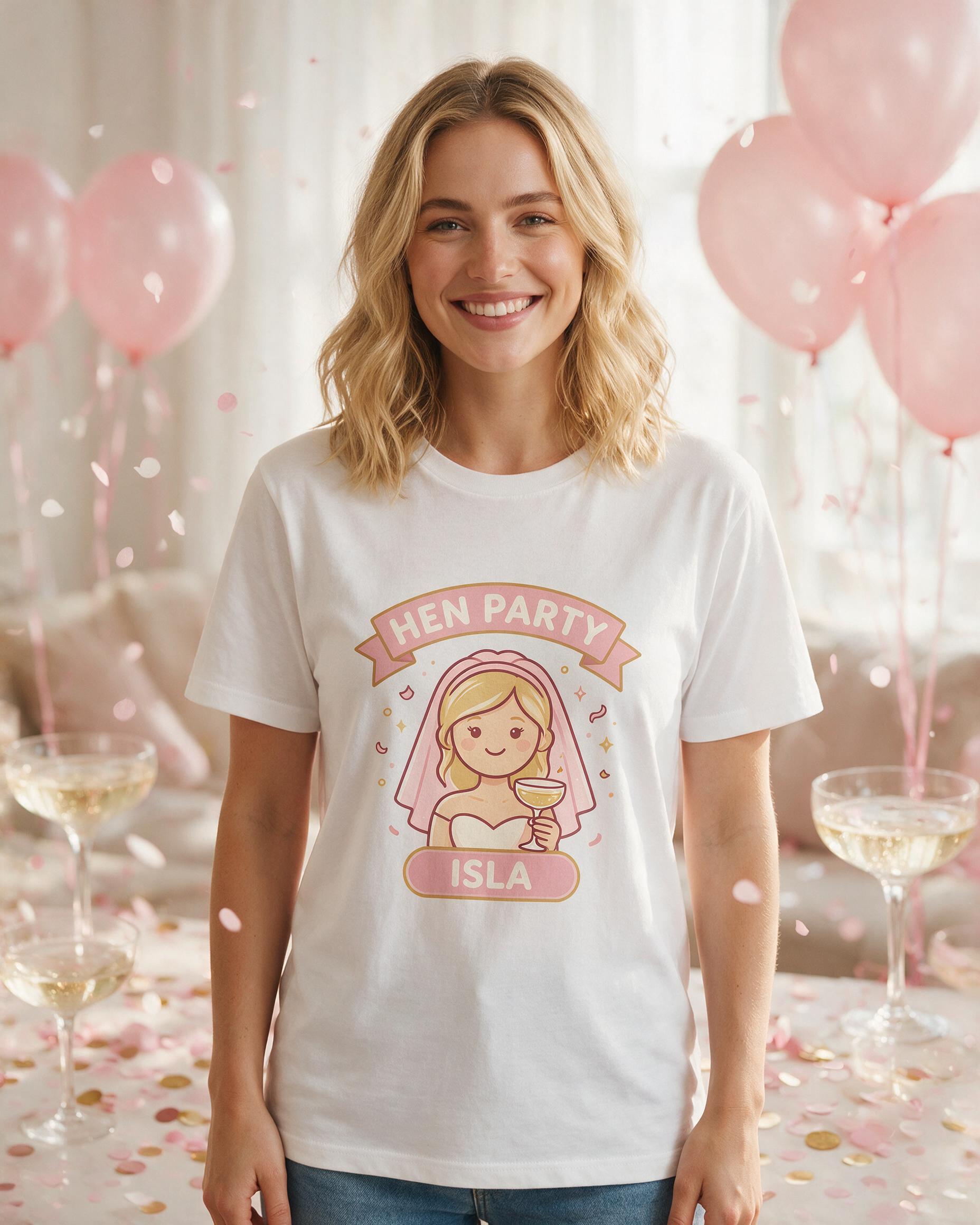 Hen Party Personalized Bachelorette Shirt β White