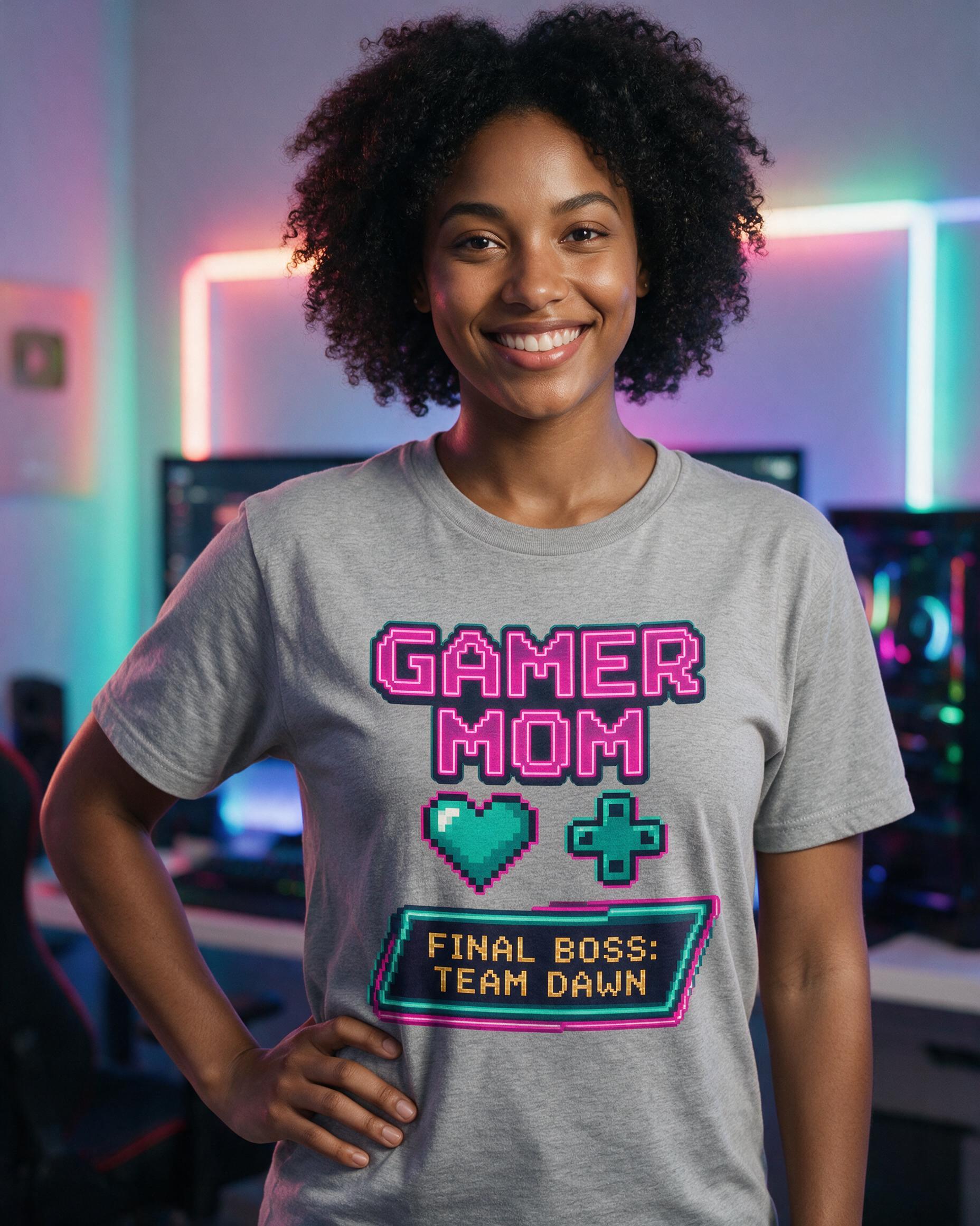 Gamer Mom Final Boss Personalized Gaming Shirt — Sport Grey