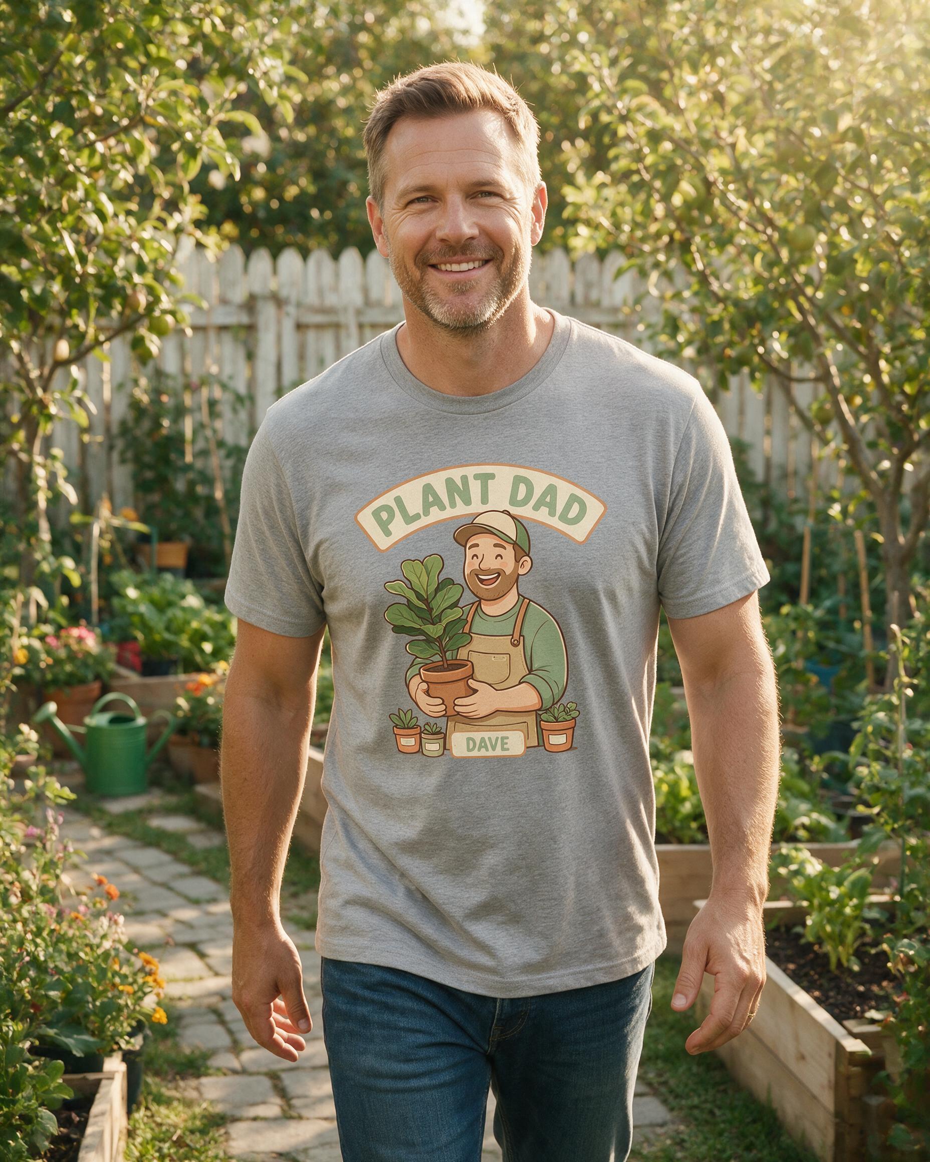 Plant Dad Personalized Gardening Shirt — Sport Grey