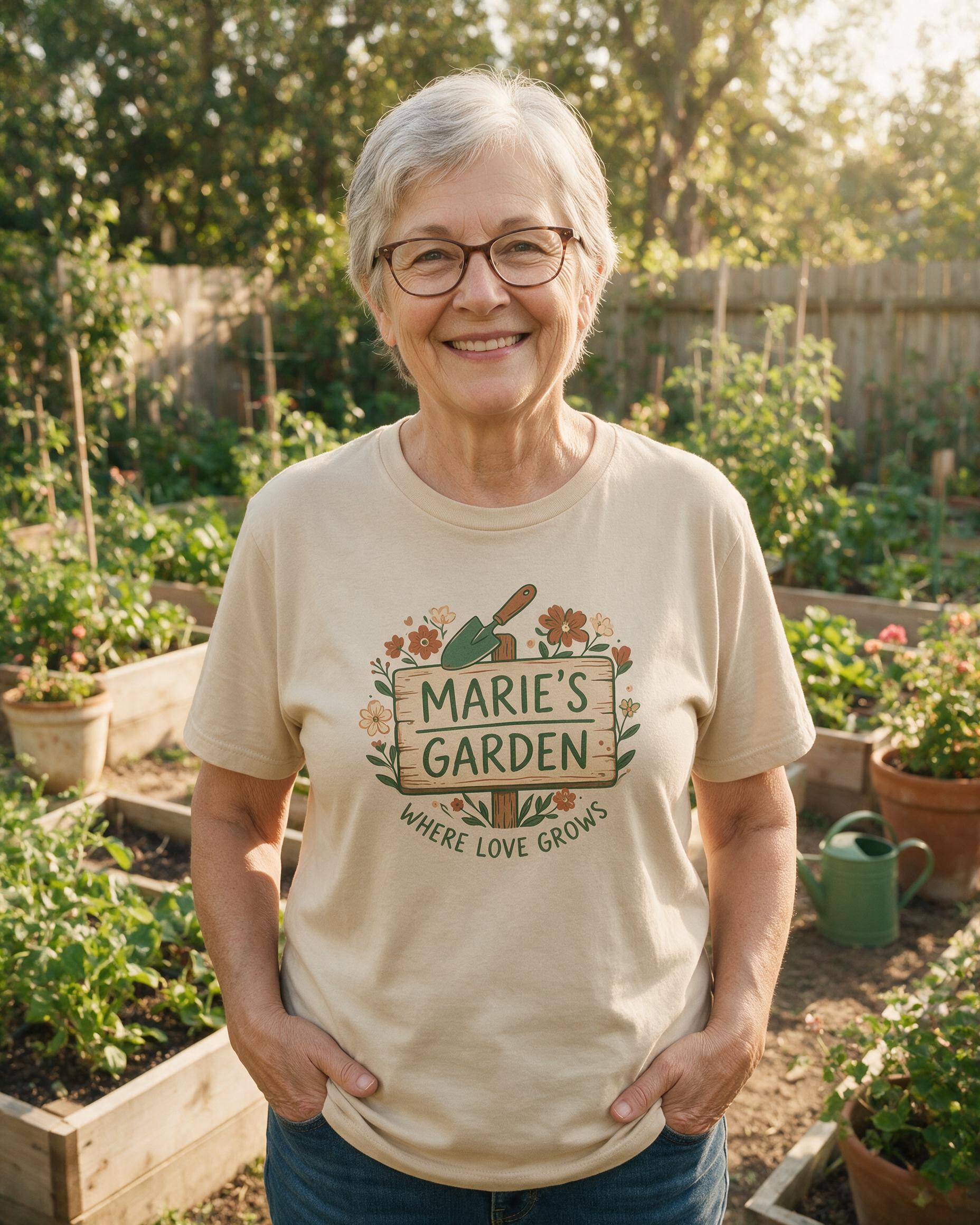 Where Love Grows Garden Personalized Shirt — Sand