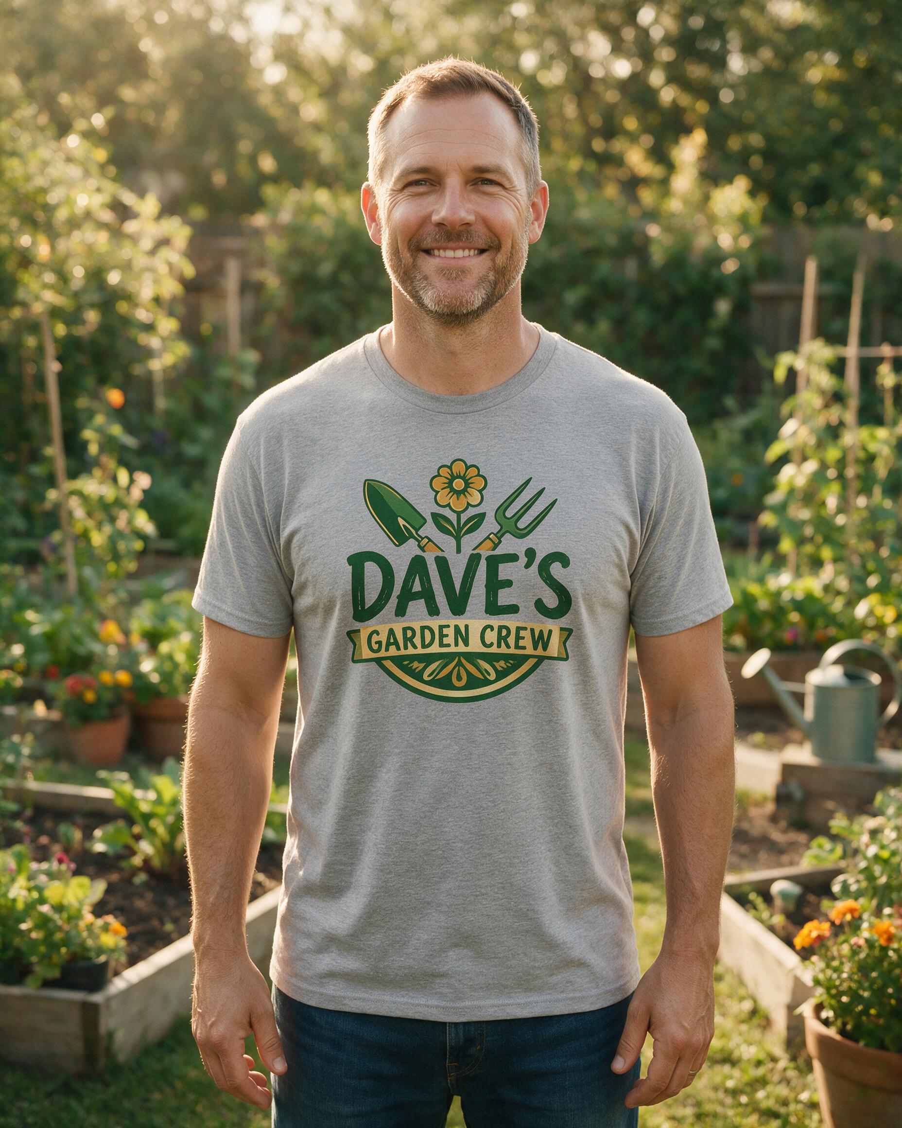 Gardener Name Crew Personalized Shirt — Sport Grey