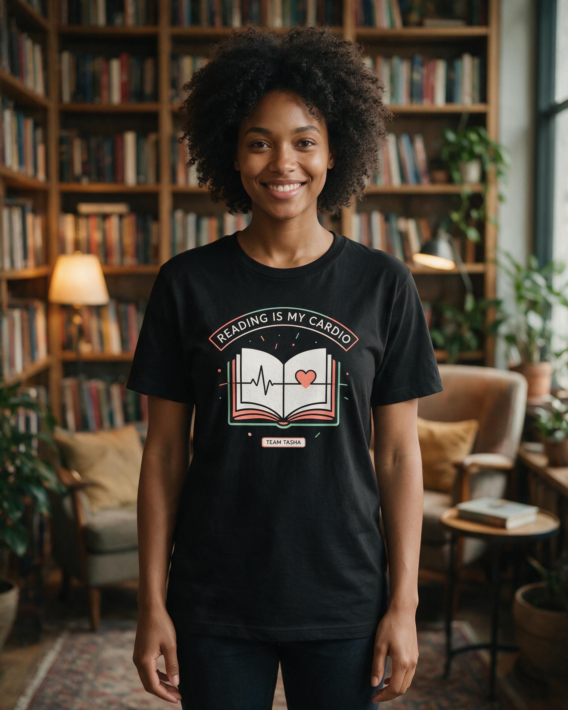Reading Is My Cardio Personalized Shirt — Black