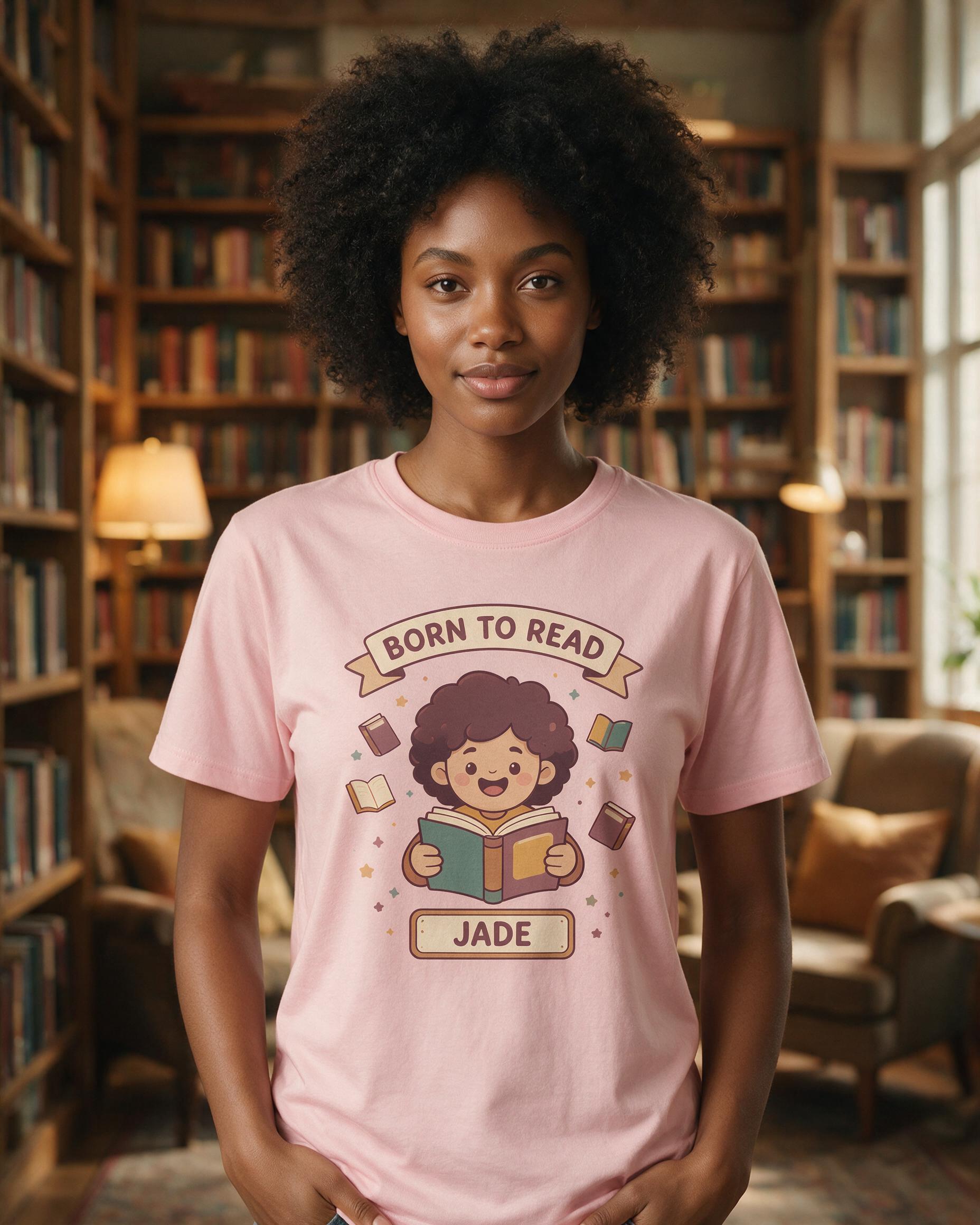 Born To Read Personalized Reading Shirt — Light Pink