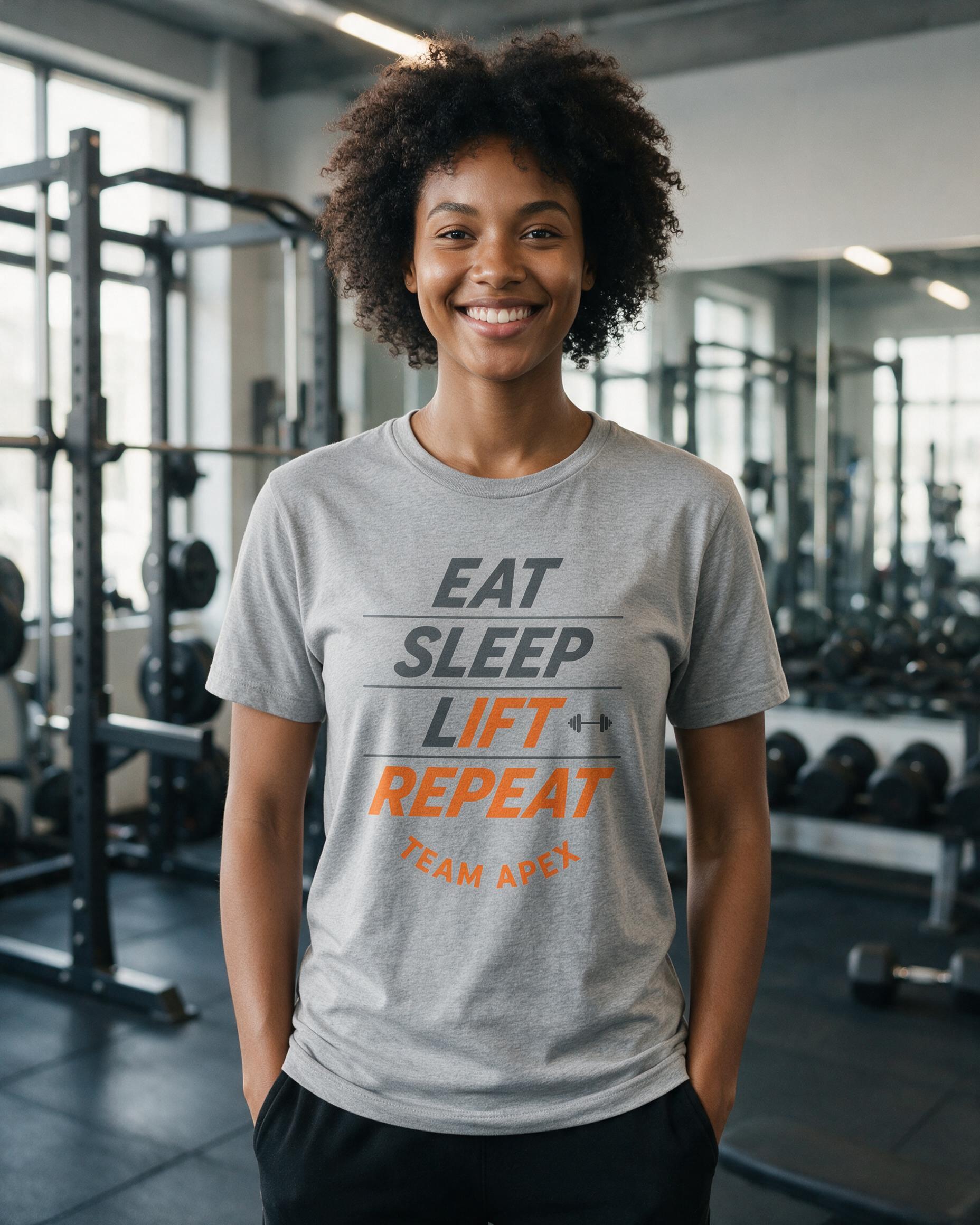 Eat Sleep Lift Repeat Personalized Gym Shirt — Sport Grey